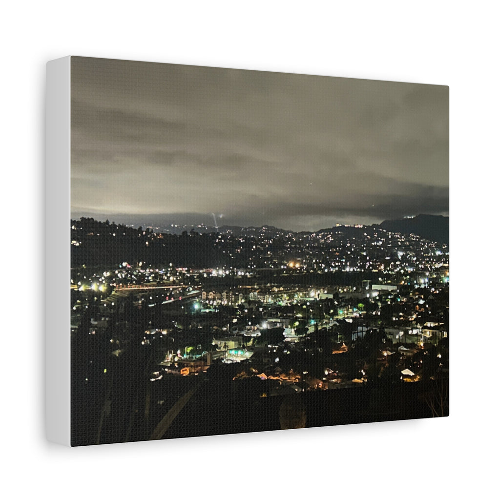 Los Angeles Night Cityscape Matte Canvas Print — Urban Lights Wall Art