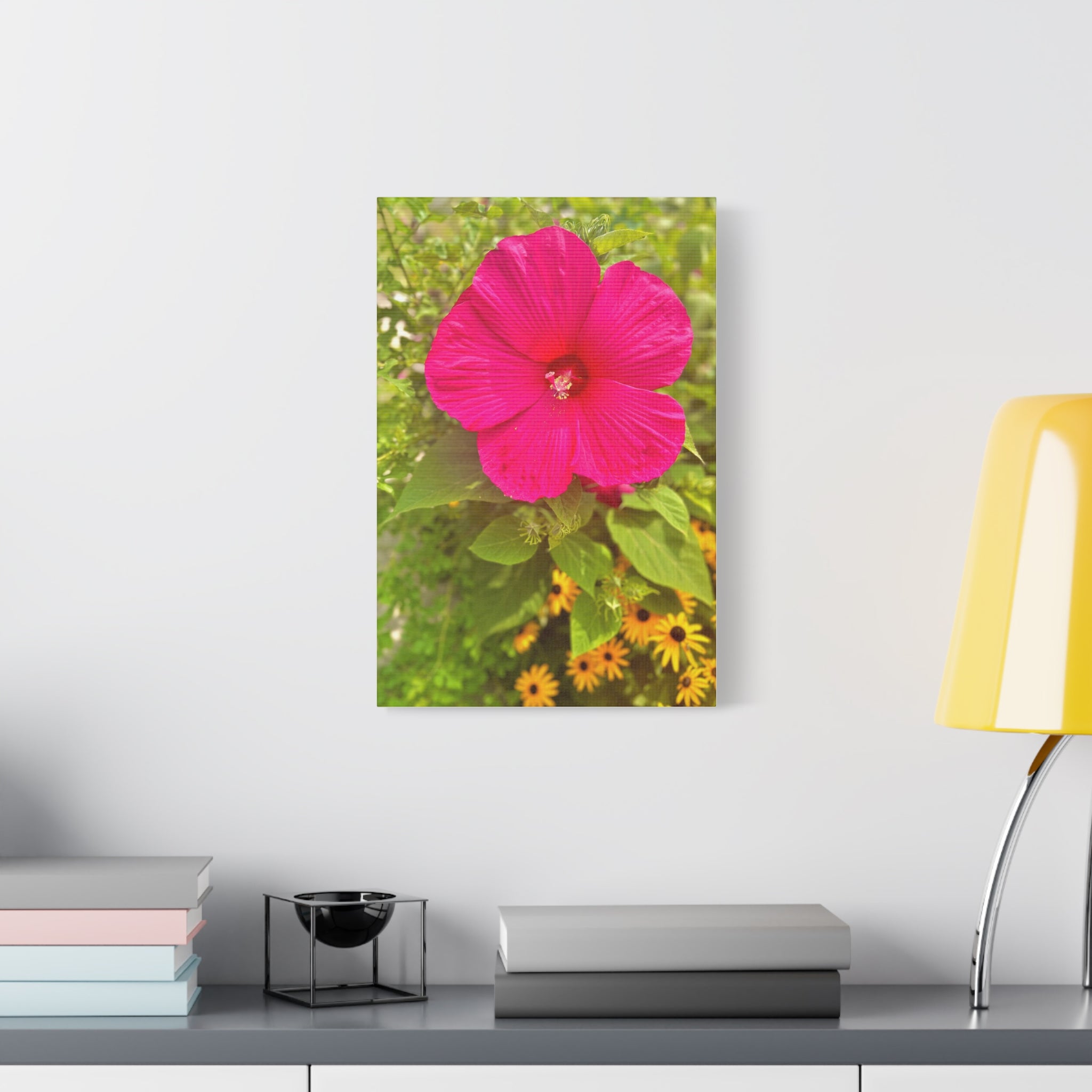 Pink Hibiscus Floral Canvas Print — Matte Stretched Wall Art