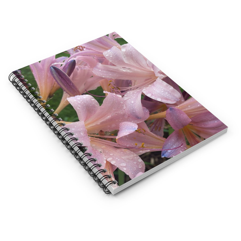 Pink Rain-Kissed Amaryllis Spiral Notebook — Ruled Floral Journal for Notes & Gifts