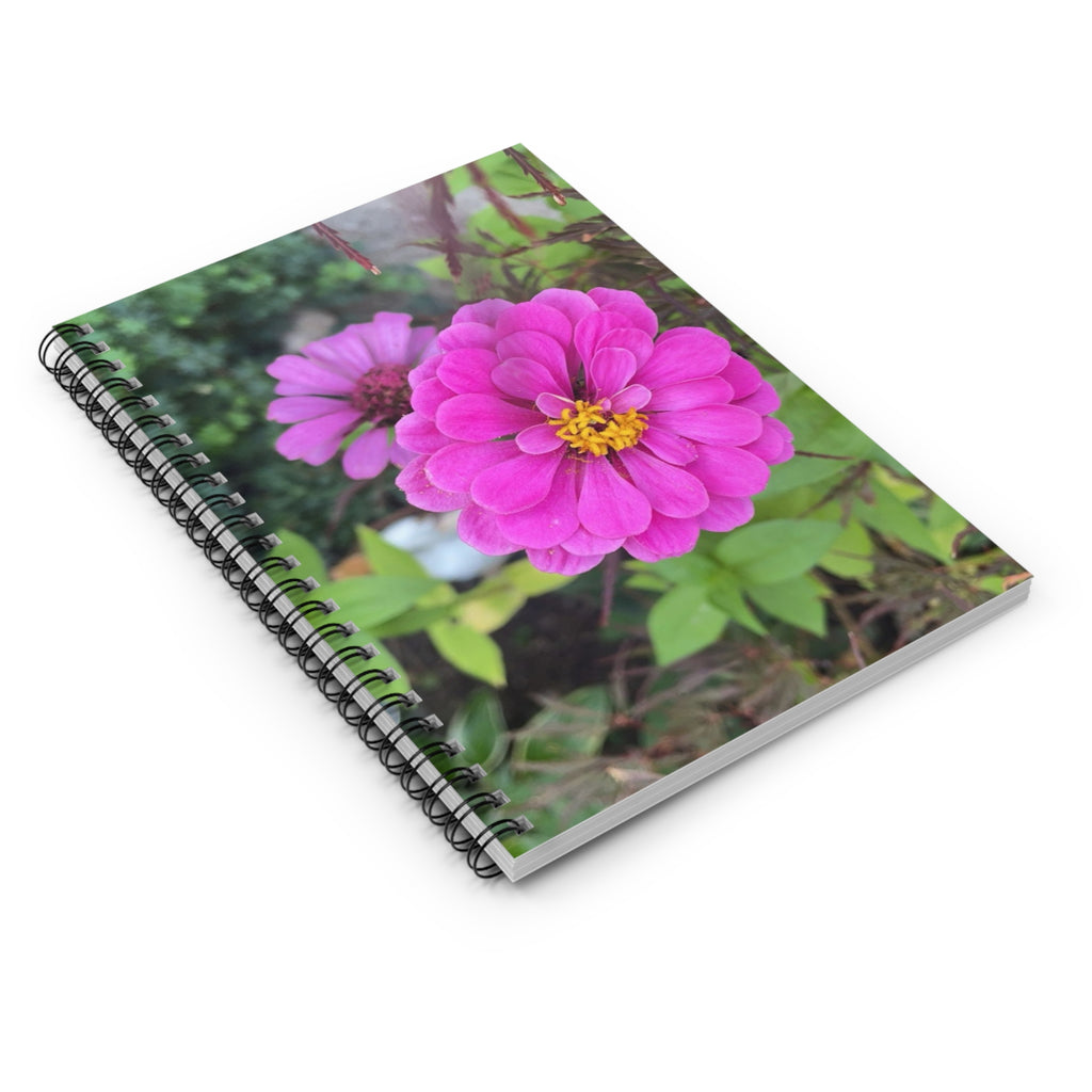 Pink Zinnia Spiral Notebook — Floral Ruled Journal for Notes & Gifts