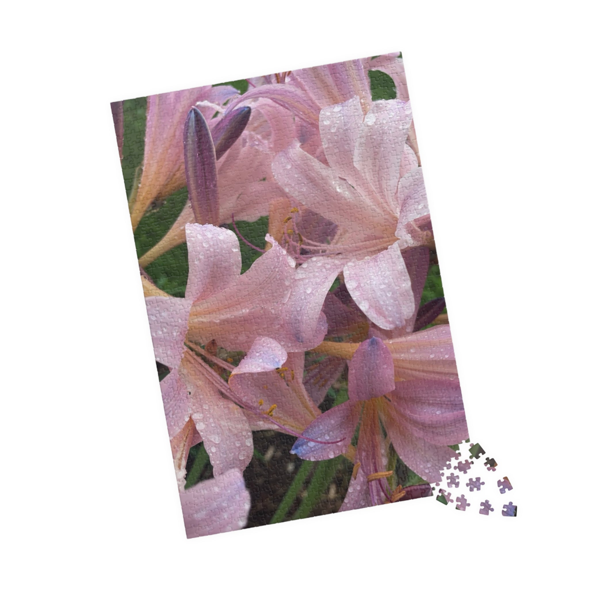 Pink Rain Lilies Jigsaw Puzzle — Floral 110/252/520/1014-Piece Puzzle for Relaxation & Gifts
