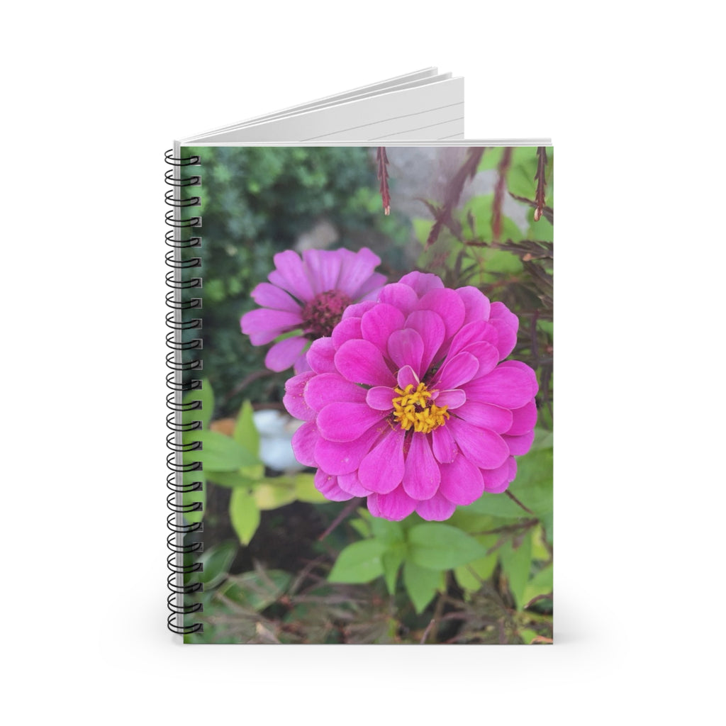 Pink Zinnia Spiral Notebook — Floral Ruled Journal for Notes & Gifts