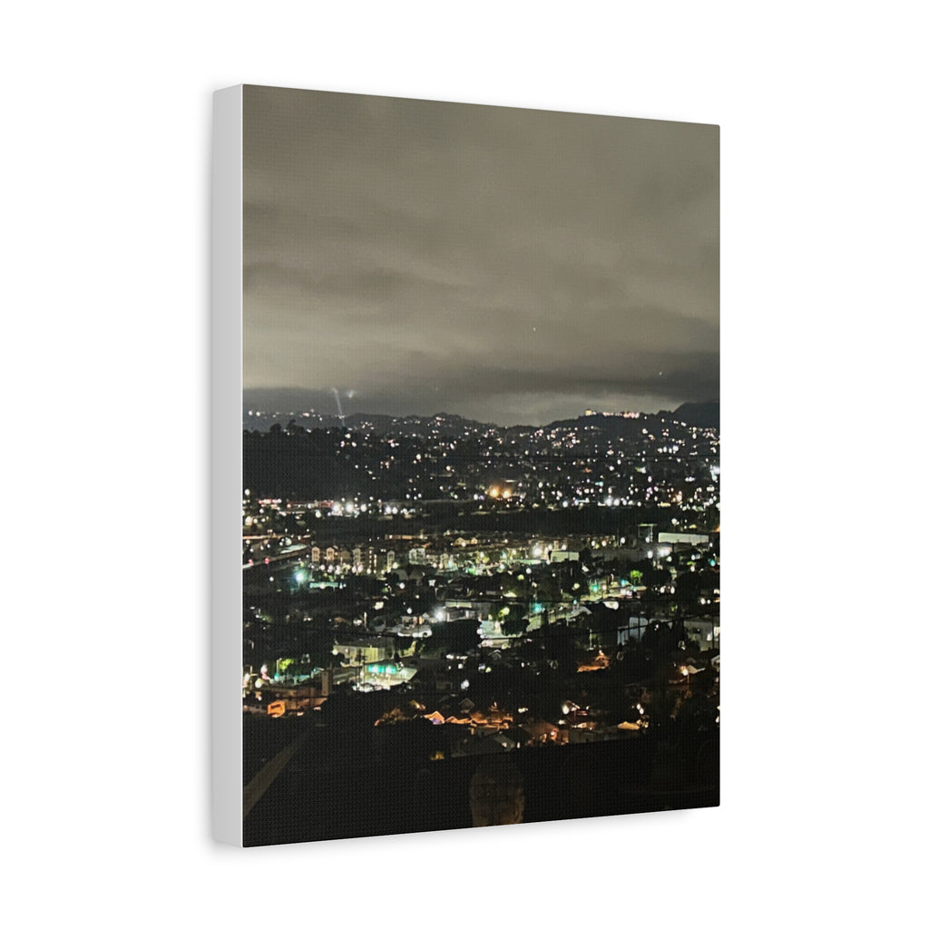 Los Angeles Night Cityscape Matte Canvas Print — Urban Lights Wall Art