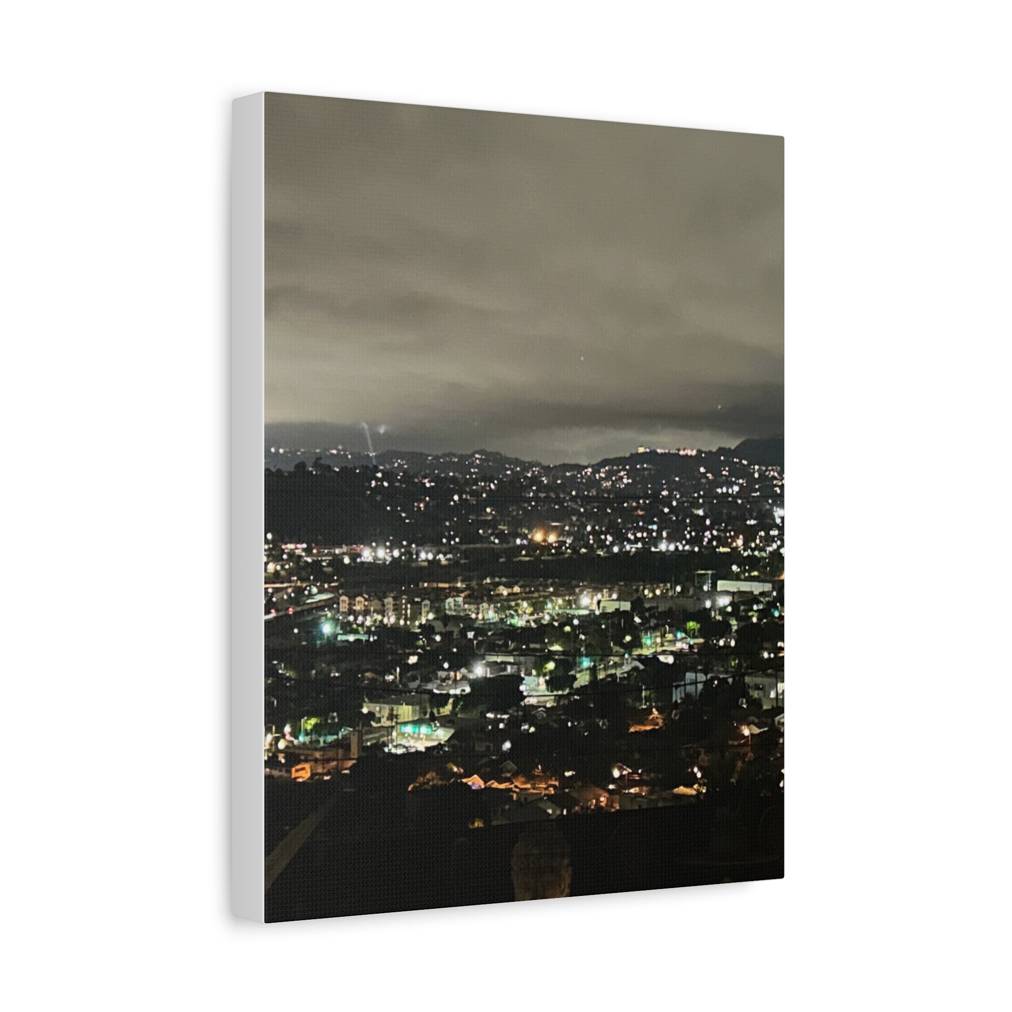 Los Angeles Night Cityscape Matte Canvas Print — Urban Lights Wall Art