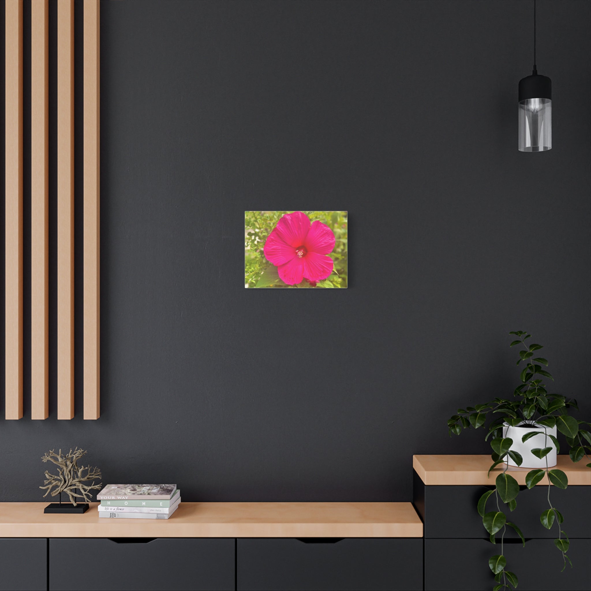Pink Hibiscus Floral Canvas Print — Matte Stretched Wall Art