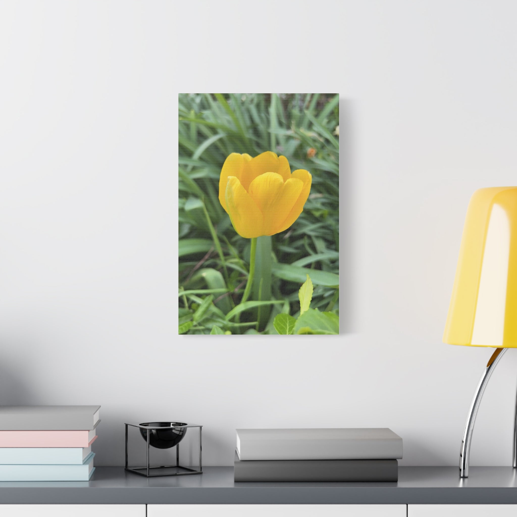 Yellow Tulip Canvas Print — Spring Floral Wall Art, Matte Stretched 1.25"