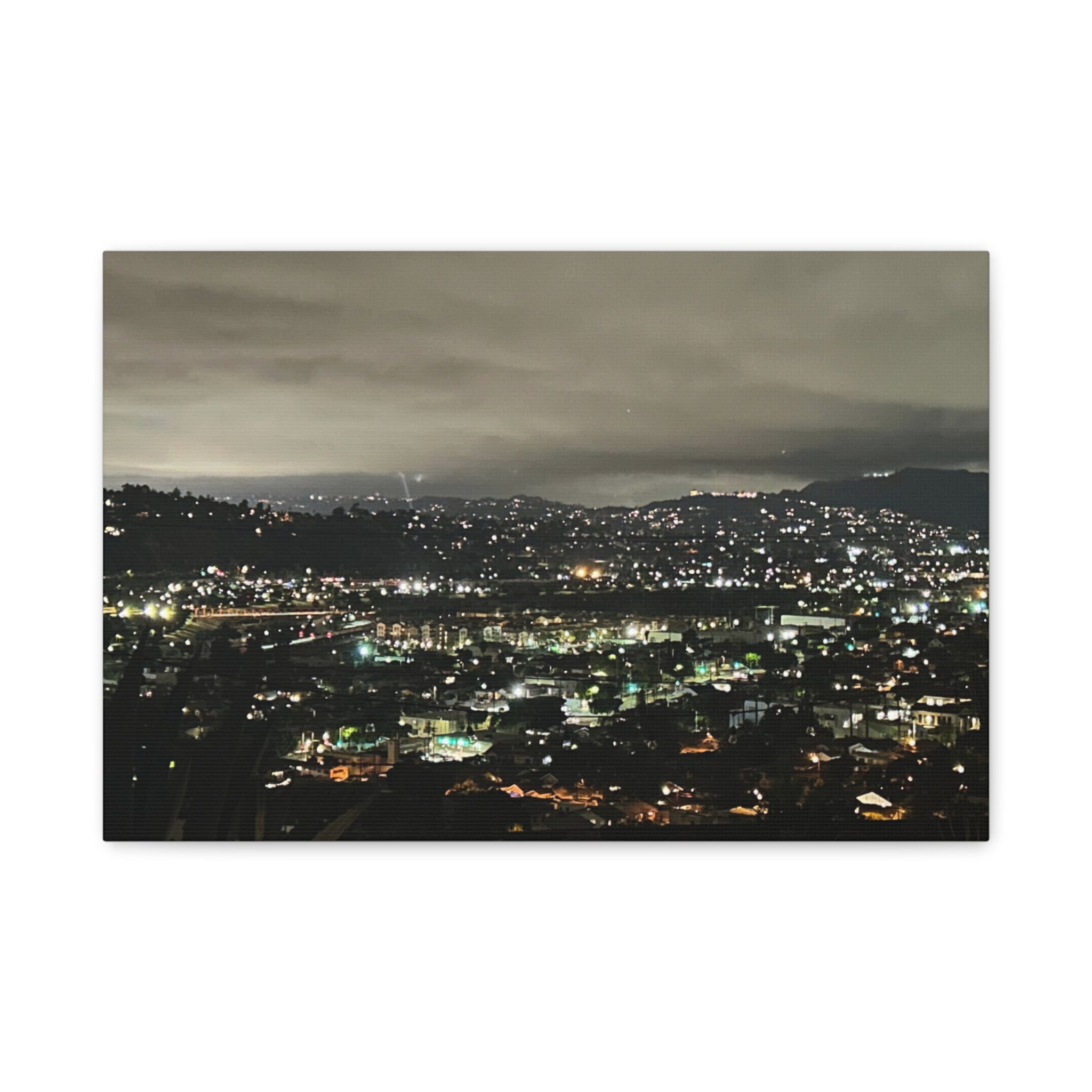 Los Angeles Night Cityscape Matte Canvas Print — Urban Lights Wall Art