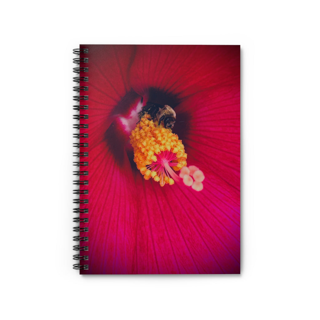 Floral Close-Up Spiral Notebook — Red Hibiscus Bee Ruled Journal