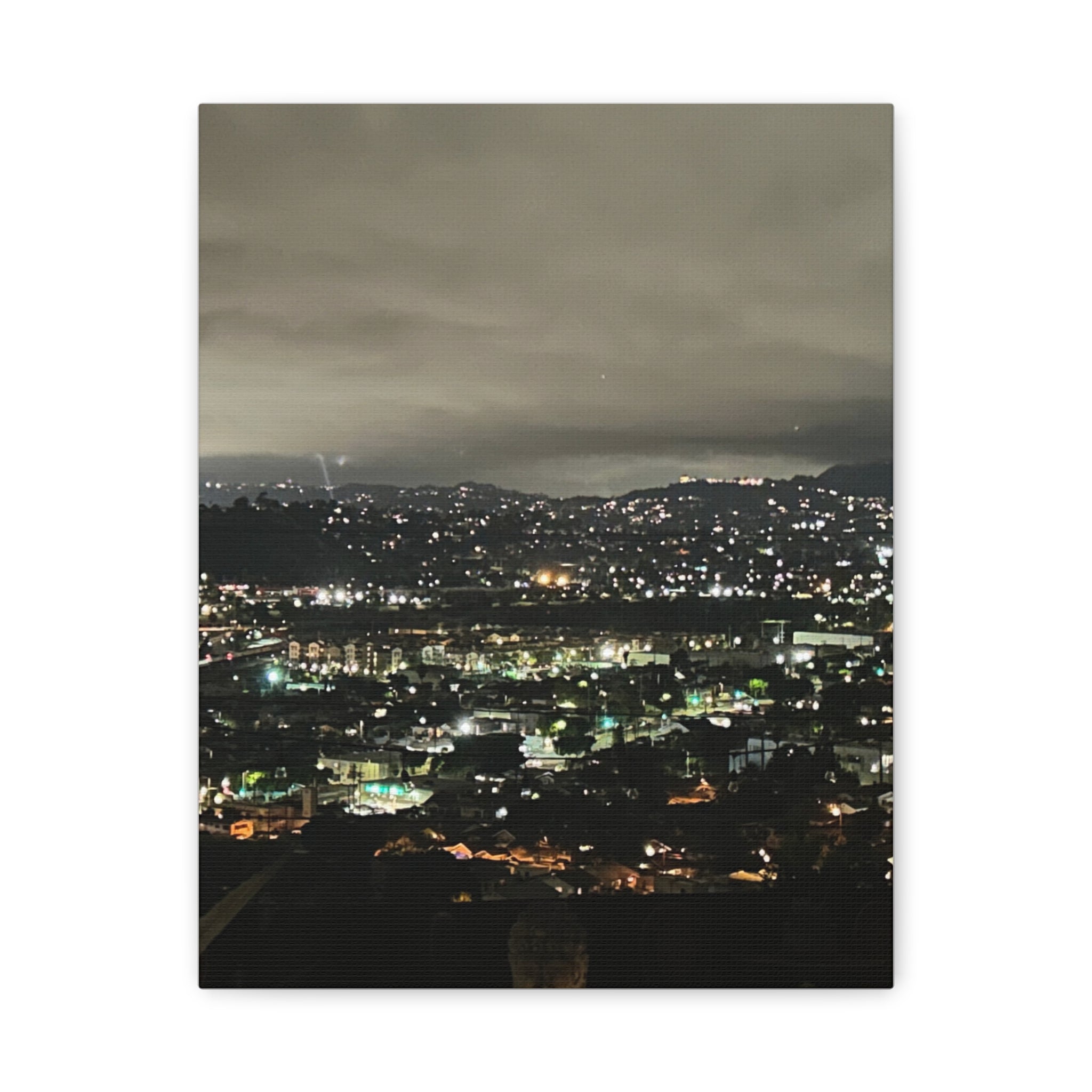 Los Angeles Night Cityscape Matte Canvas Print — Urban Lights Wall Art