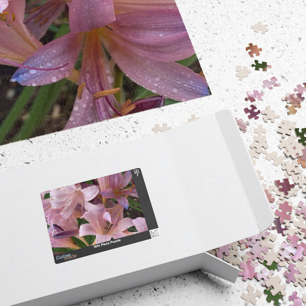 Pink Rain Lilies Jigsaw Puzzle — Floral 110/252/520/1014-Piece Puzzle for Relaxation & Gifts