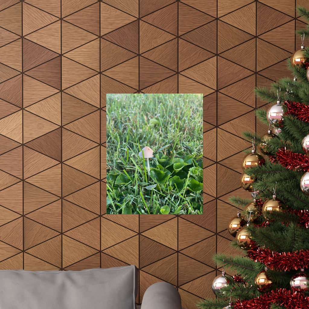 Mushroom in Grass Matte Poster — Nature Photo Vertical Wall Art