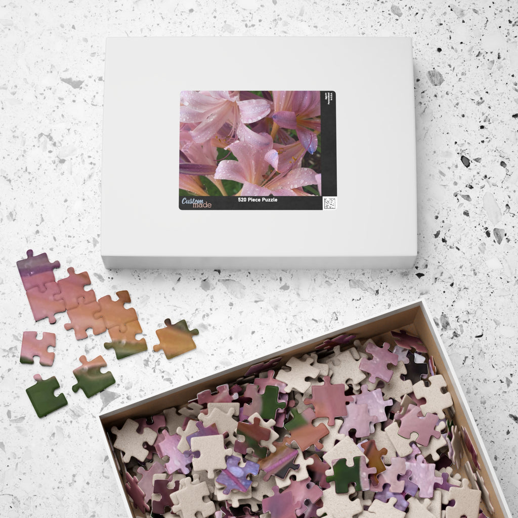 Pink Rain Lilies Jigsaw Puzzle — Floral 110/252/520/1014-Piece Puzzle for Relaxation & Gifts