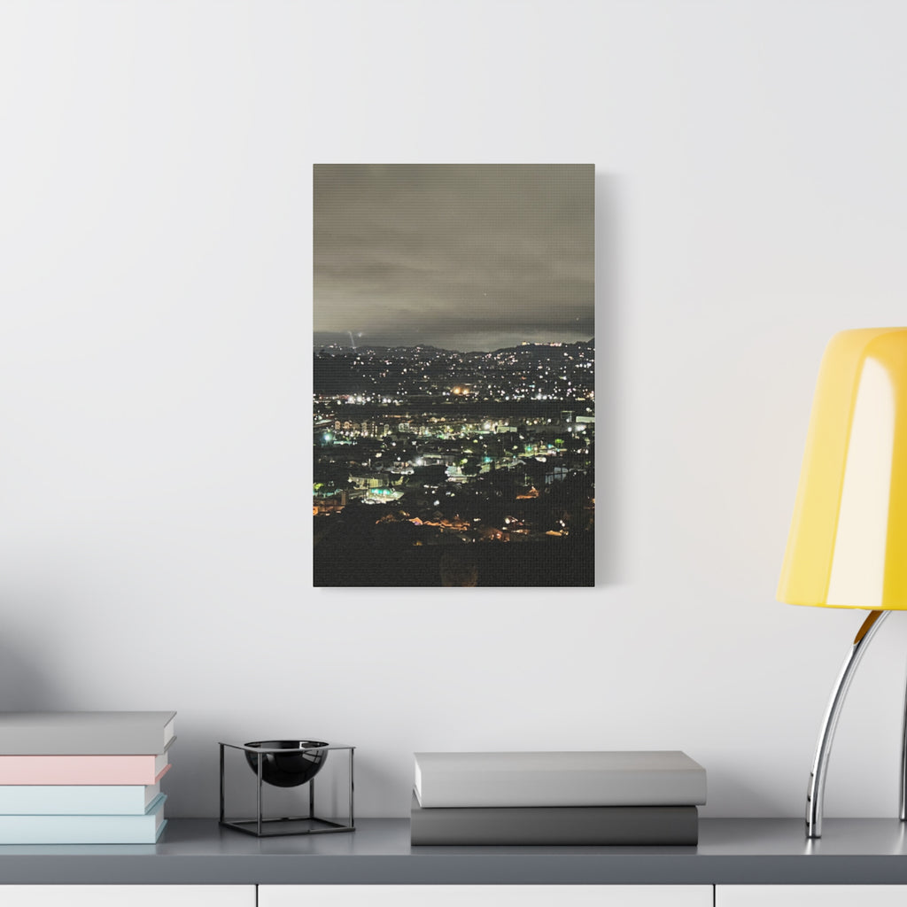 Los Angeles Night Cityscape Matte Canvas Print — Urban Lights Wall Art