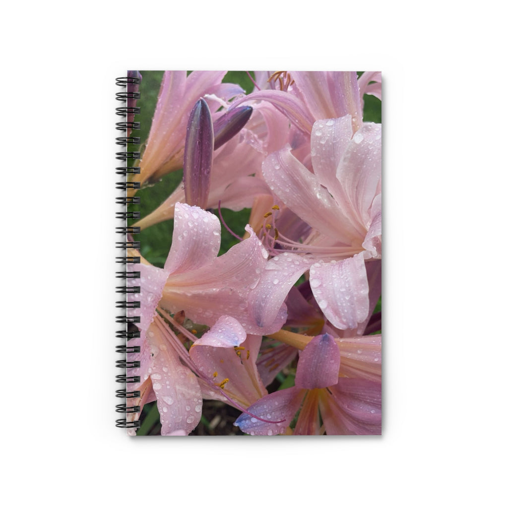 Pink Rain-Kissed Amaryllis Spiral Notebook — Ruled Floral Journal for Notes & Gifts