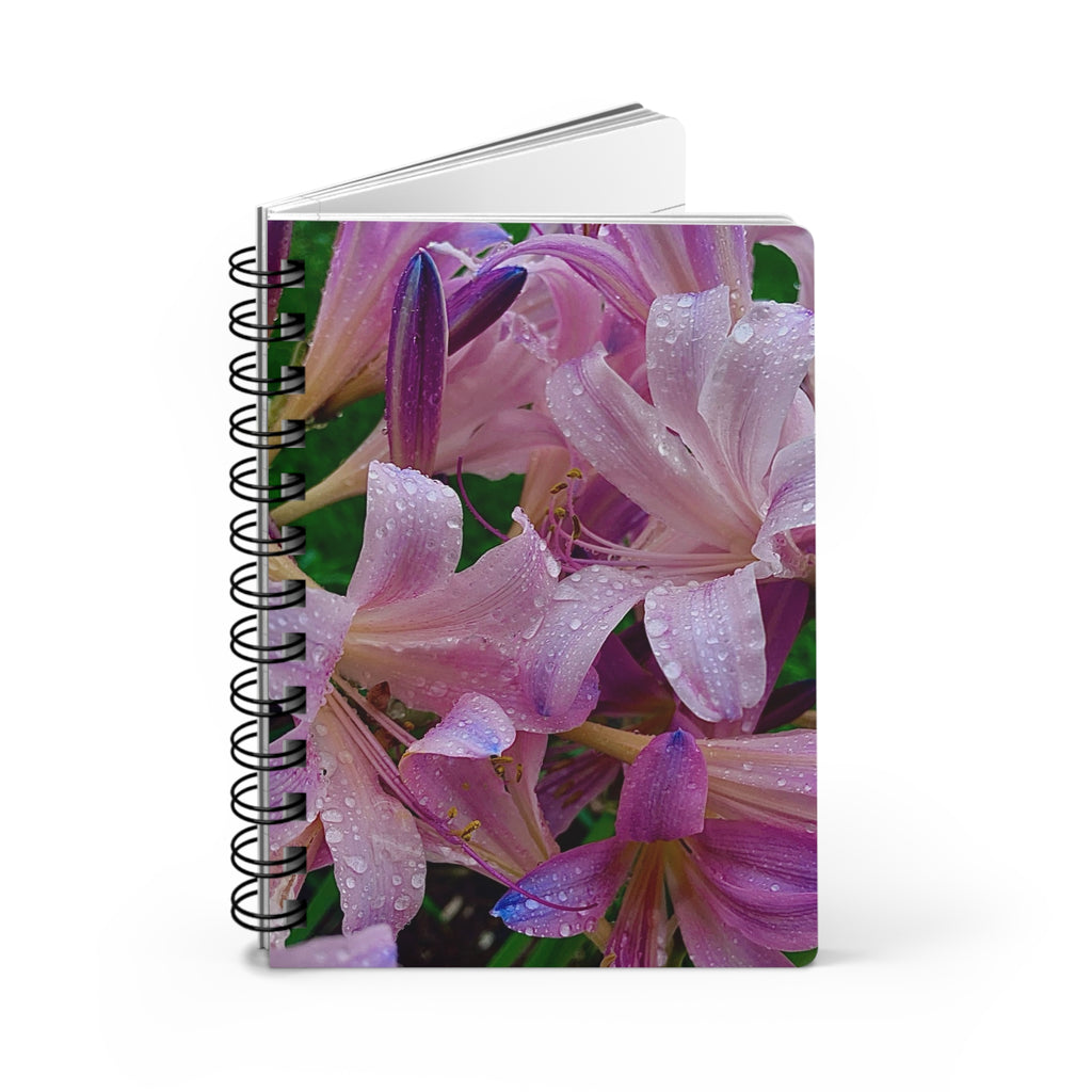 Rainy Pink Lilies Spiral Notebook
