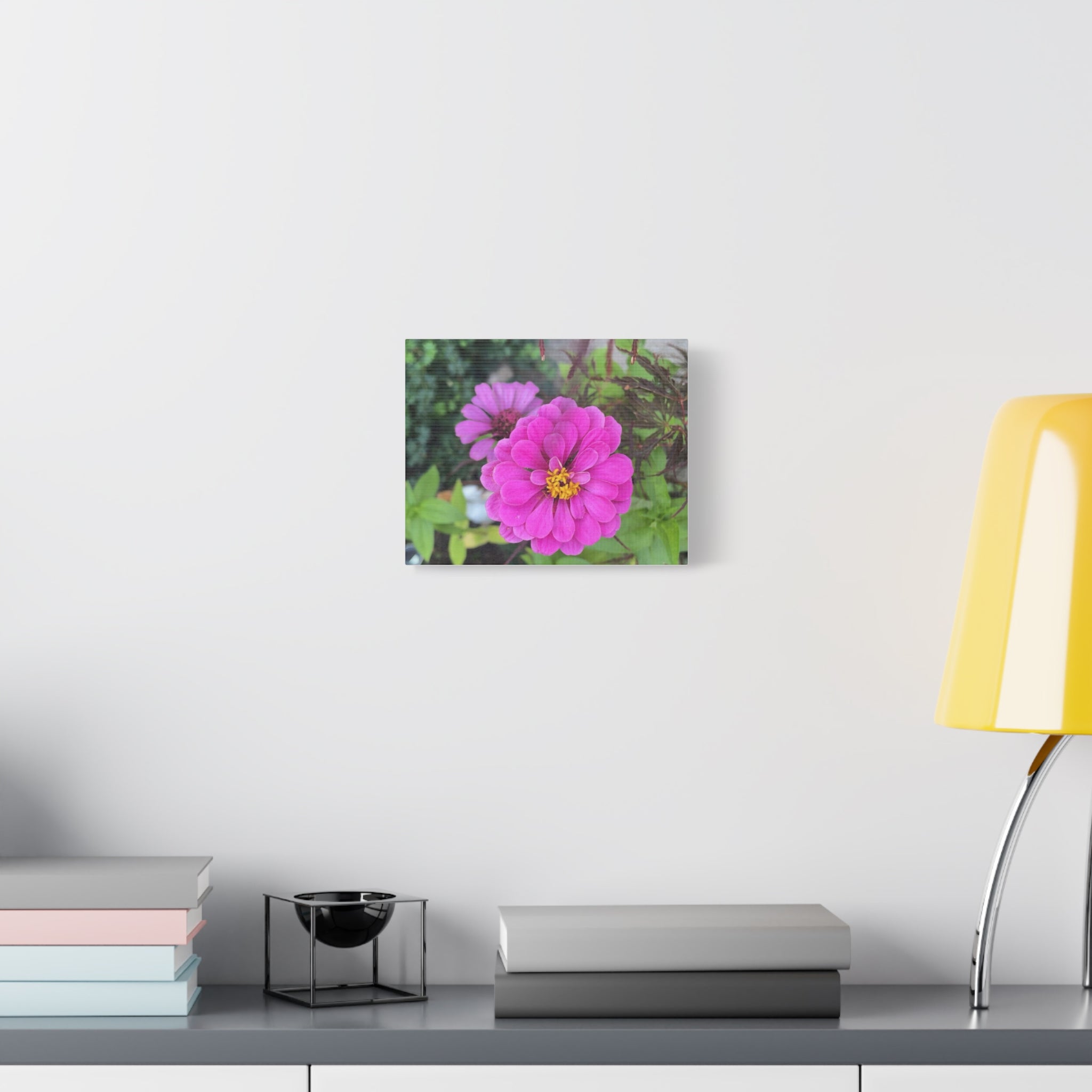 Pink Zinnia Floral Canvas Print — Matte Stretched Wall Art
