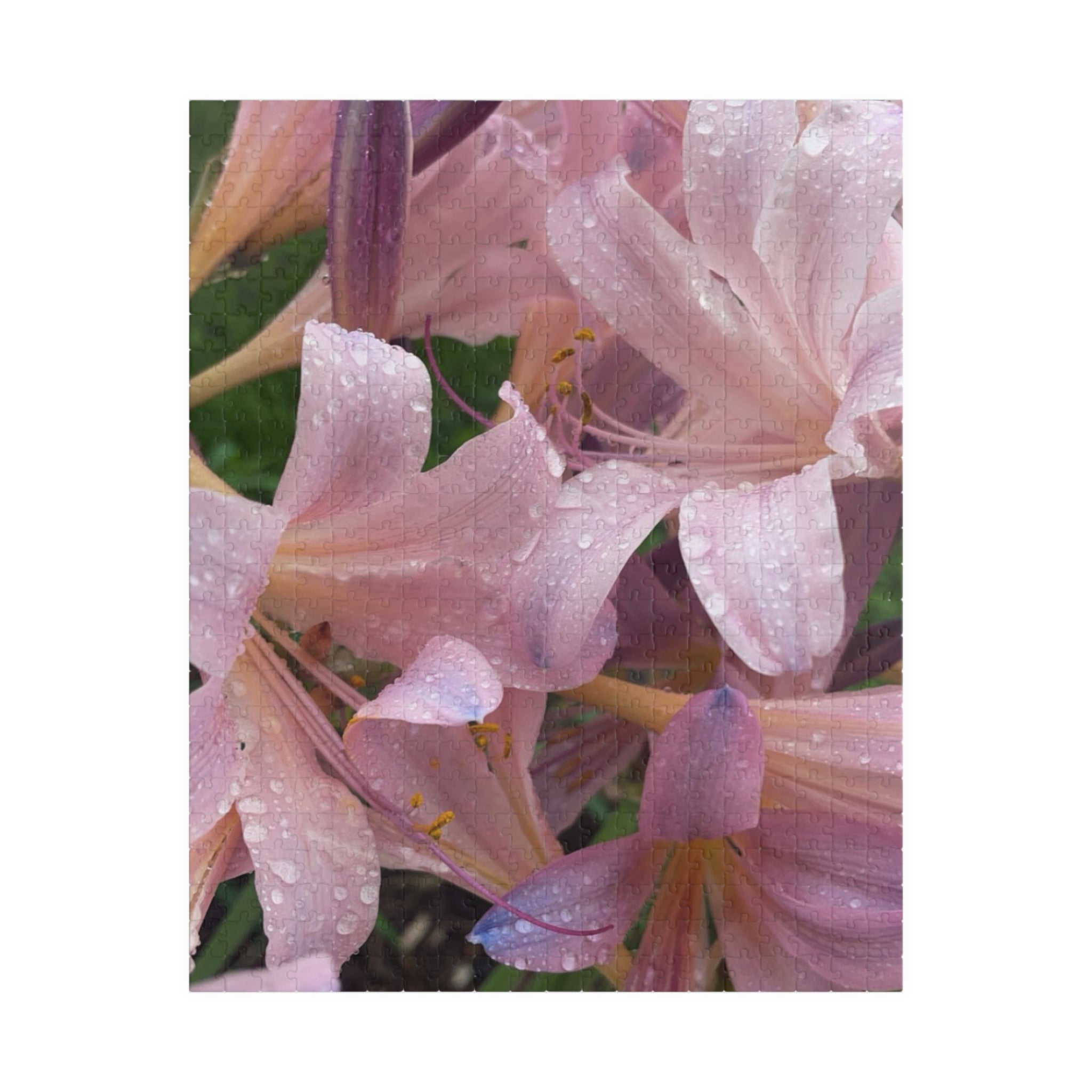 Pink Rain Lilies Jigsaw Puzzle — Floral 110/252/520/1014-Piece Puzzle for Relaxation & Gifts