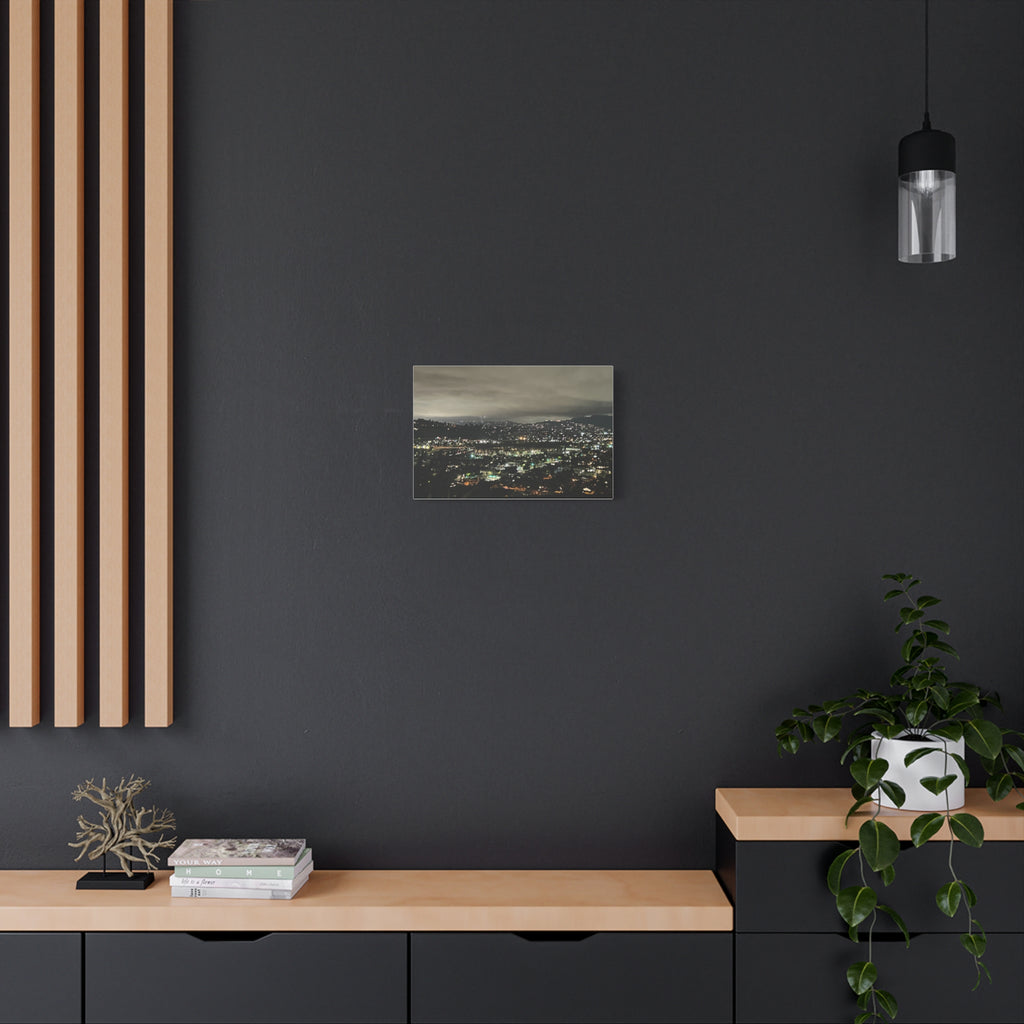 Los Angeles Night Cityscape Matte Canvas Print — Urban Lights Wall Art