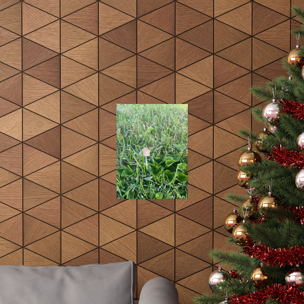 Mushroom in Grass Matte Poster — Nature Photo Vertical Wall Art