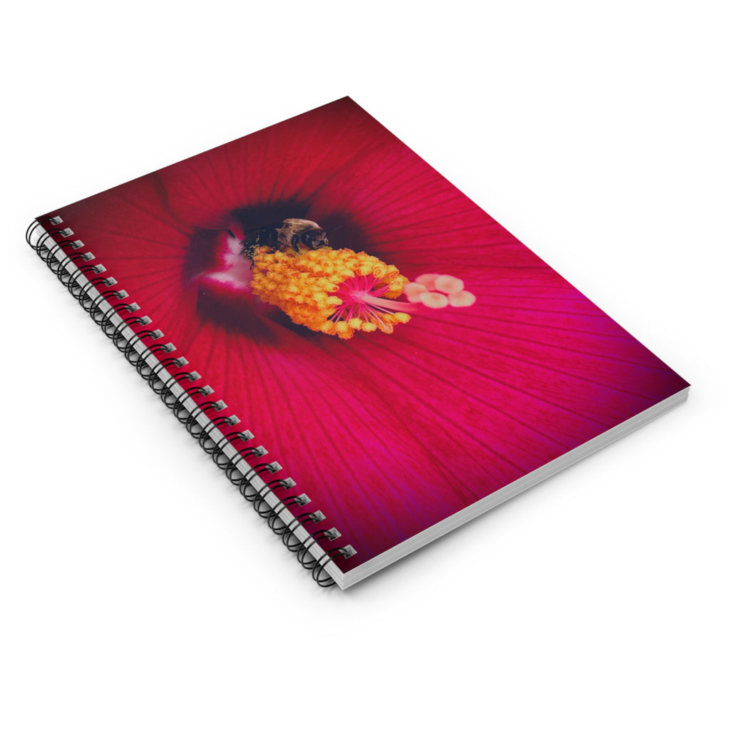 Floral Close-Up Spiral Notebook — Red Hibiscus Bee Ruled Journal