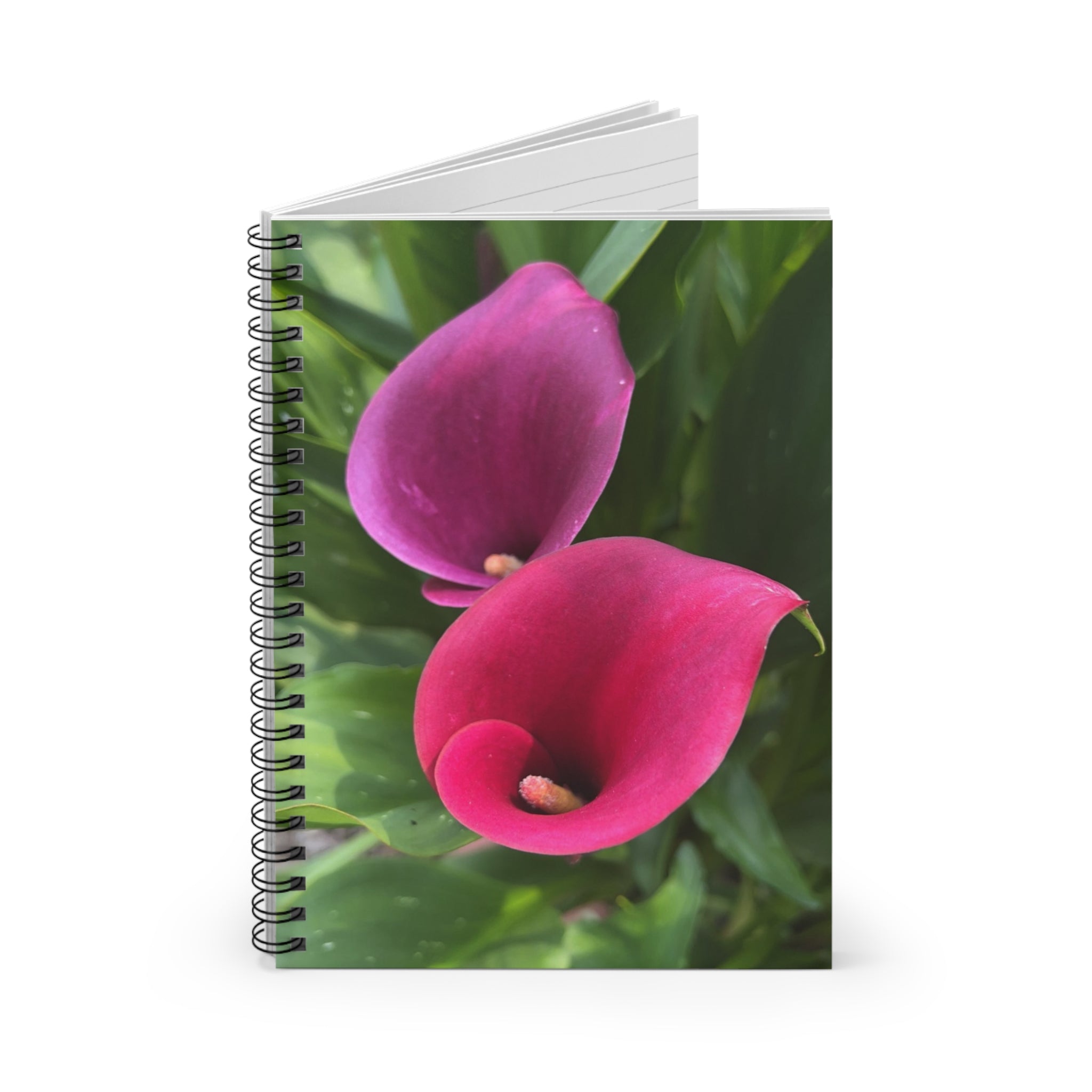 Pink Calla Lily Spiral Notebook — Floral Ruled Journal for Notes & Gifts