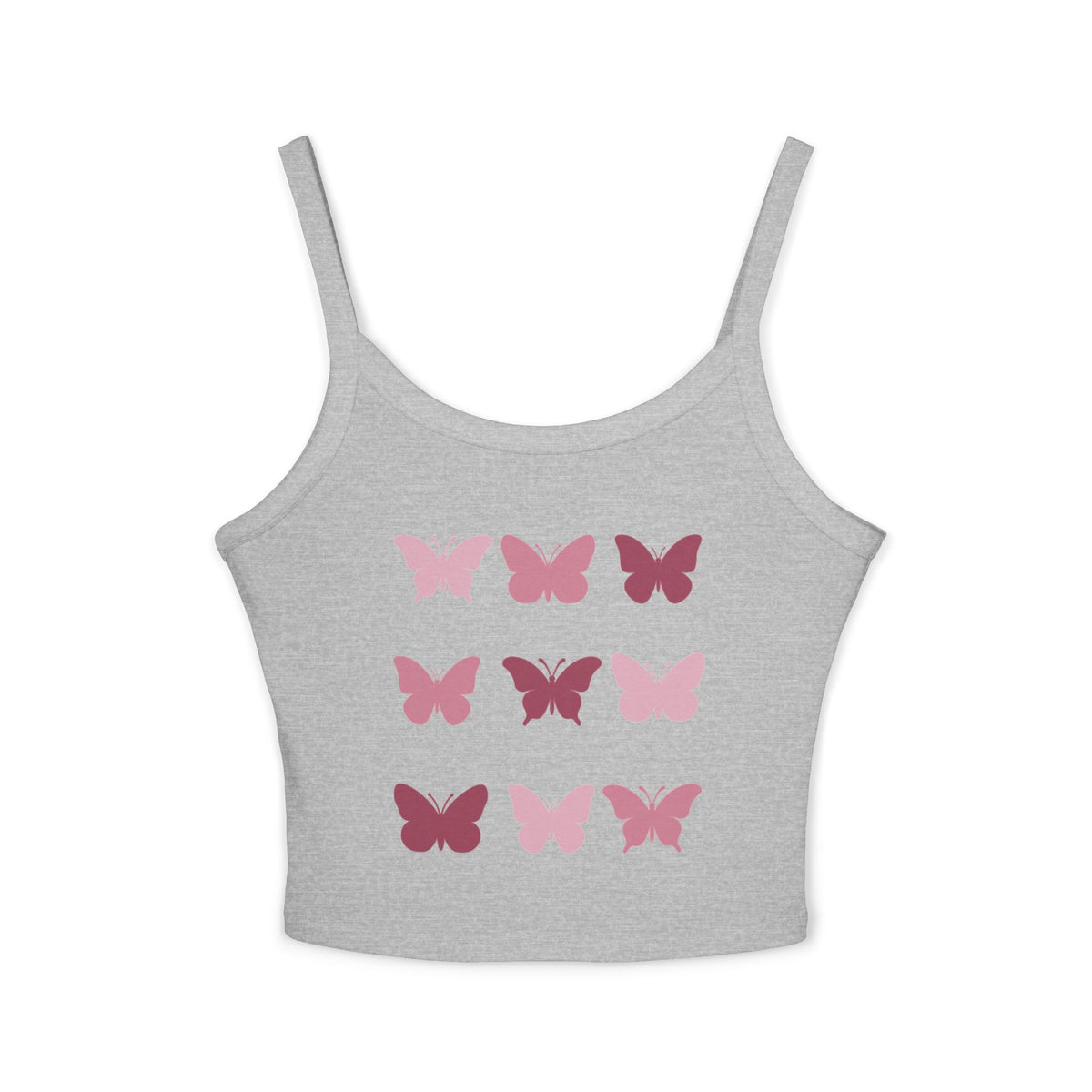 Butterfly Grid Spaghetti Tank Top- solid