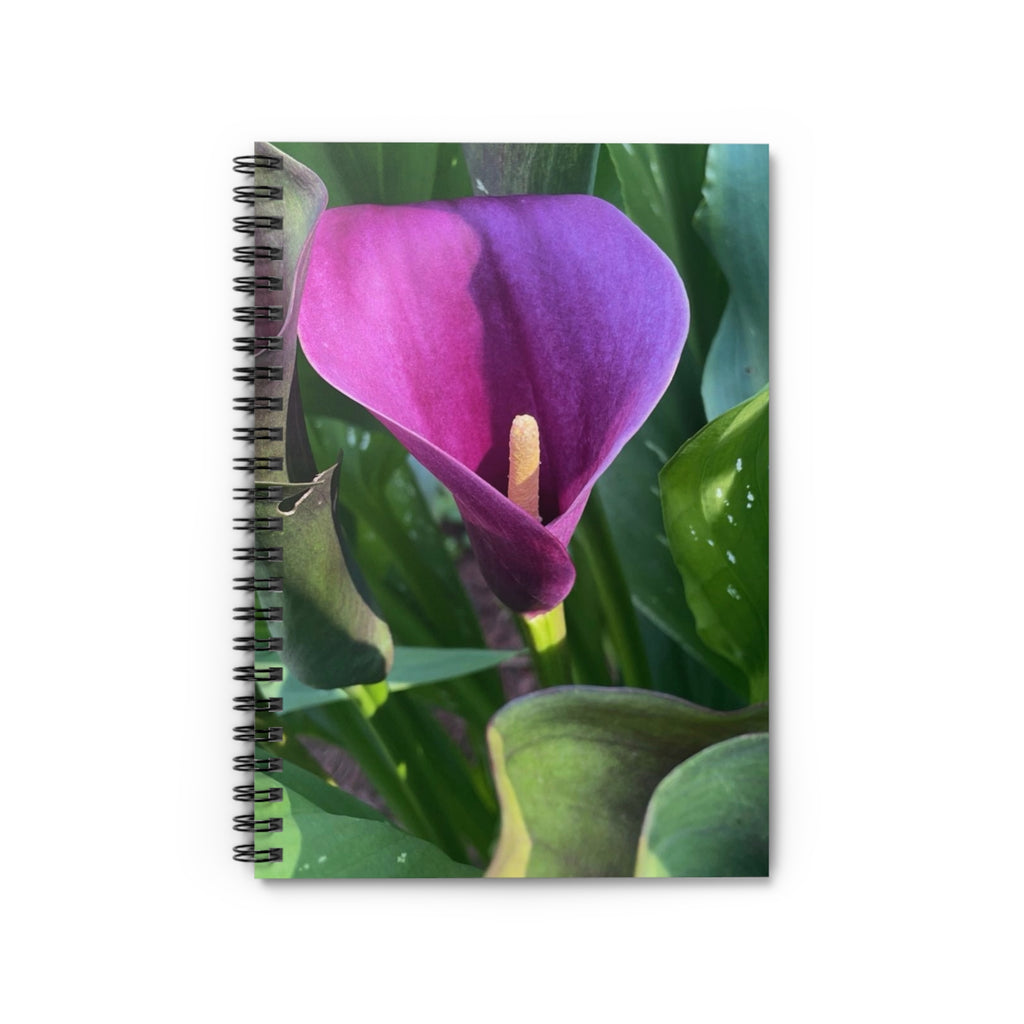 Purple Calla Lily Spiral Notebook — Floral Ruled Journal for Gardeners & Nature Lovers