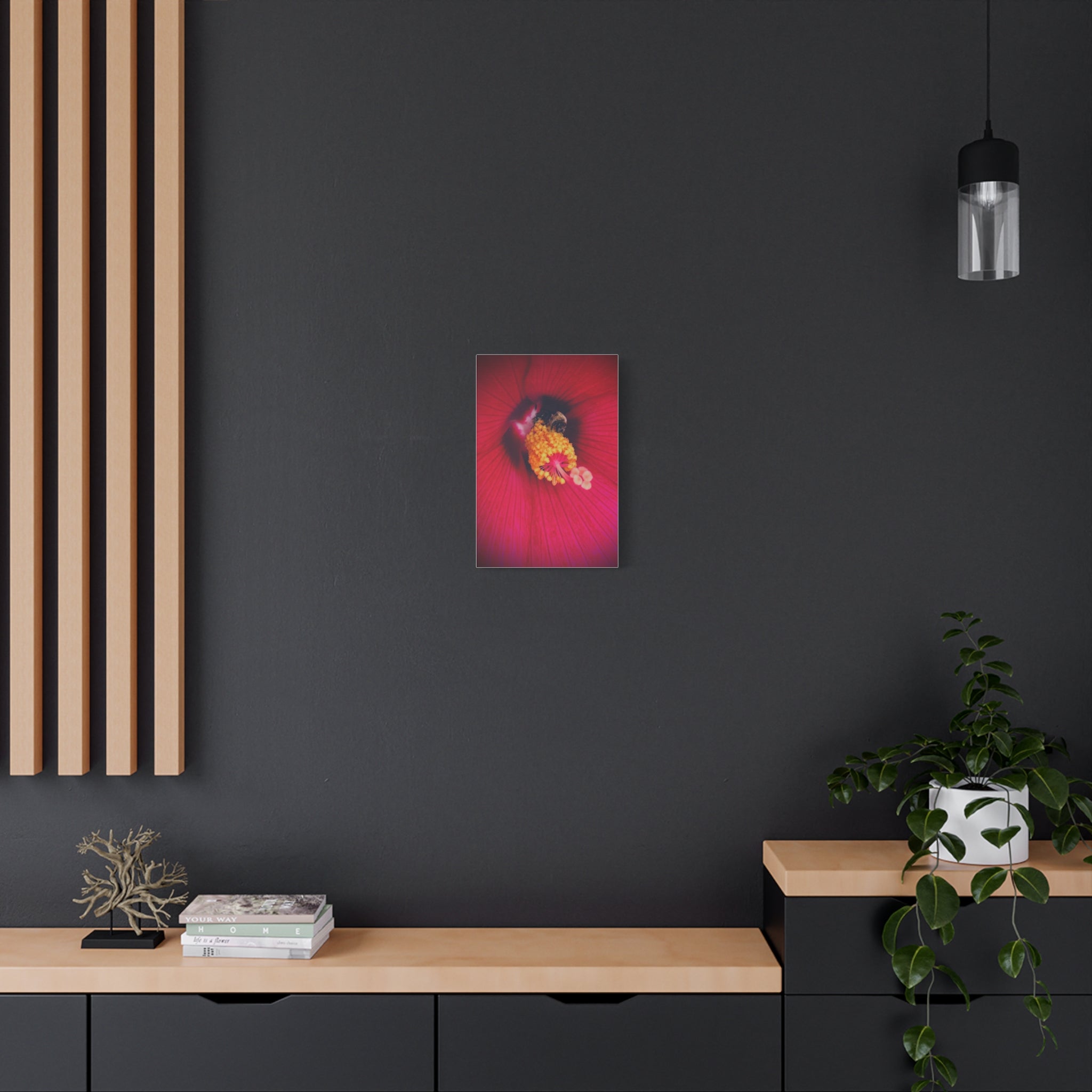 Sleeping Bee Canvas Print — Vibrant Floral Wall Art