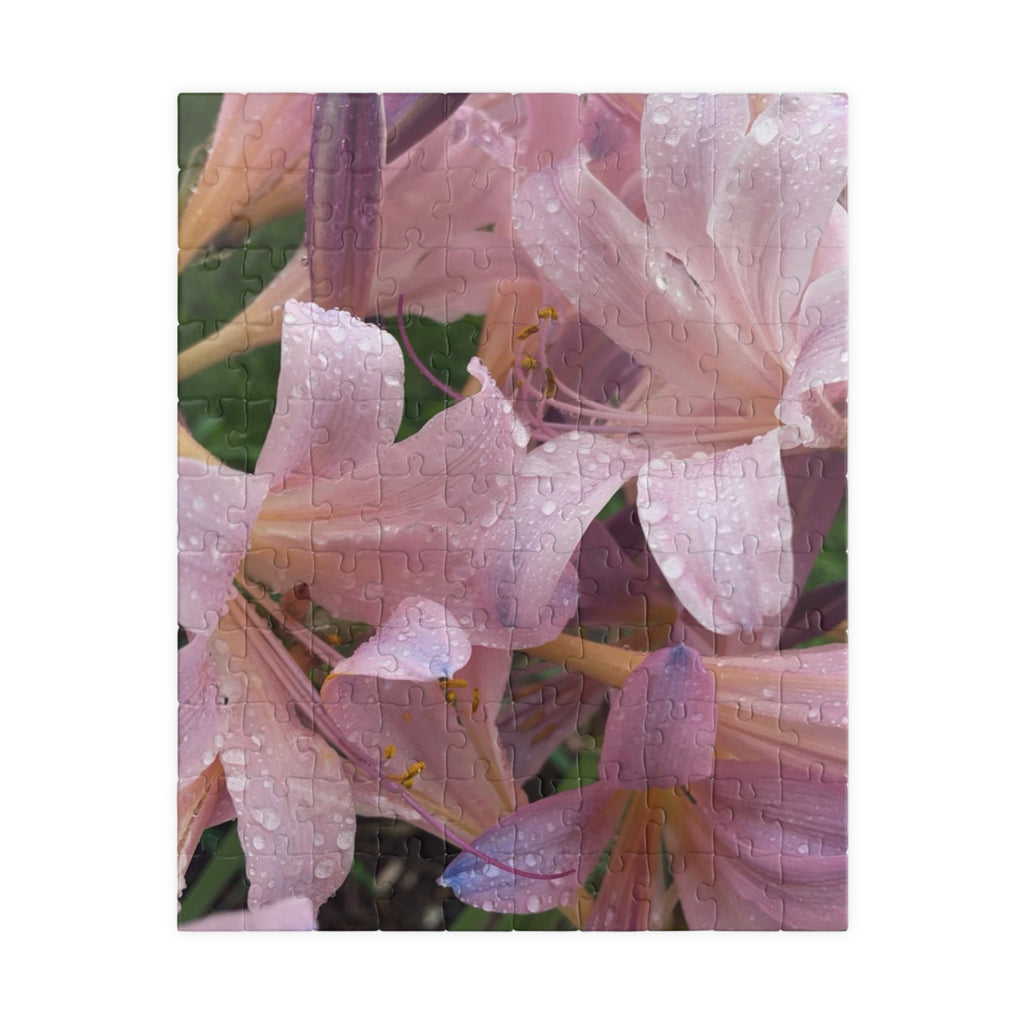 Pink Rain Lilies Jigsaw Puzzle — Floral 110/252/520/1014-Piece Puzzle for Relaxation & Gifts