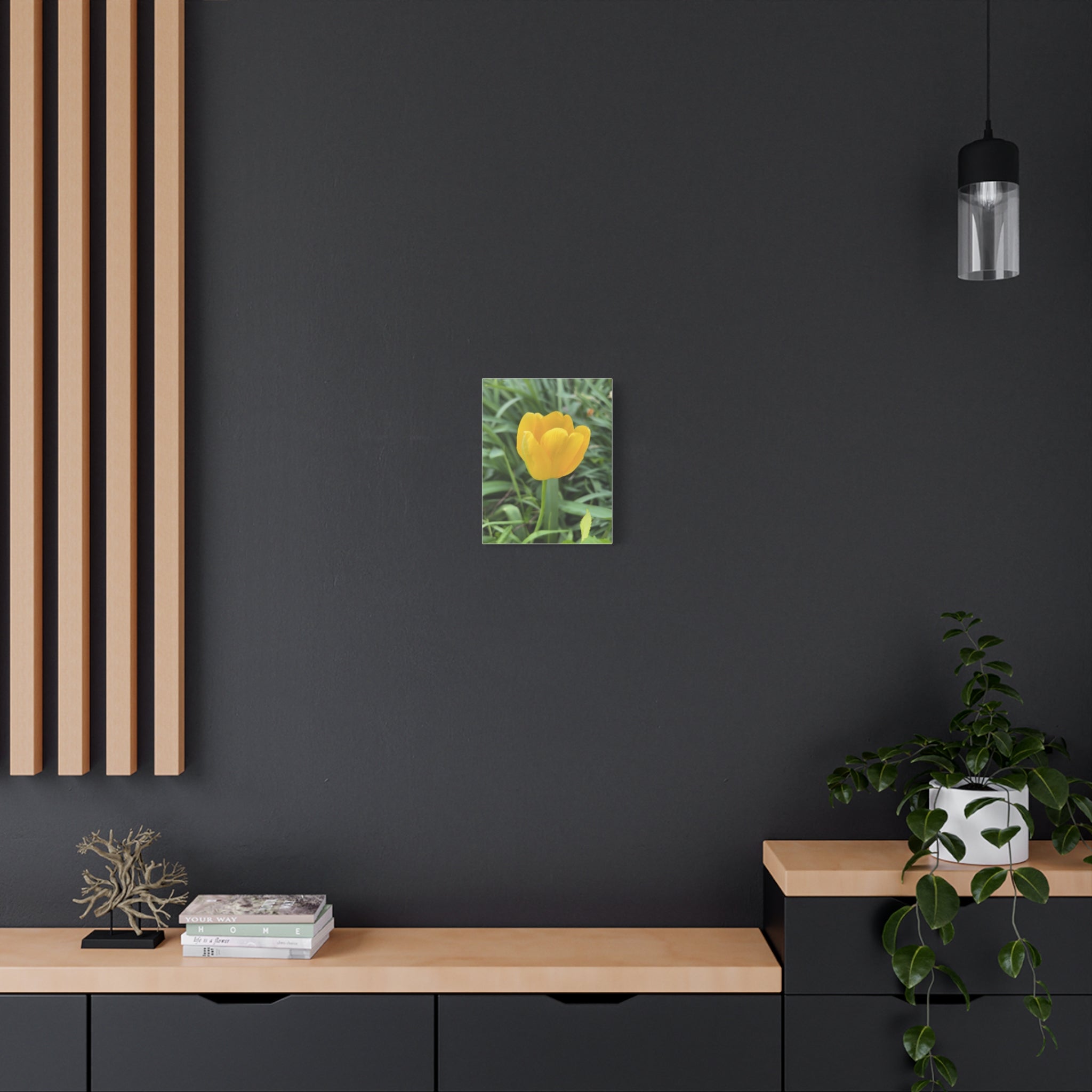 Yellow Tulip Canvas Print — Spring Floral Wall Art, Matte Stretched 1.25"