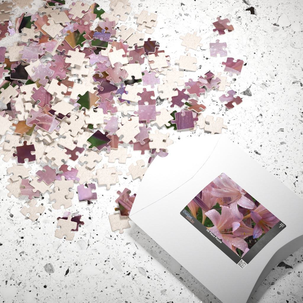 Pink Rain Lilies Jigsaw Puzzle — Floral 110/252/520/1014-Piece Puzzle for Relaxation & Gifts