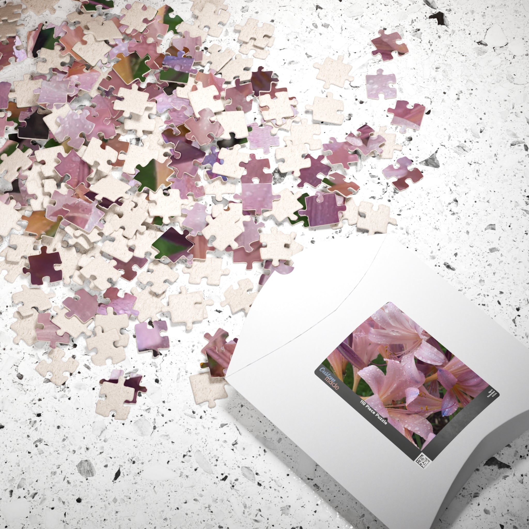 Pink Rain Lilies Jigsaw Puzzle — Floral 110/252/520/1014-Piece Puzzle for Relaxation & Gifts
