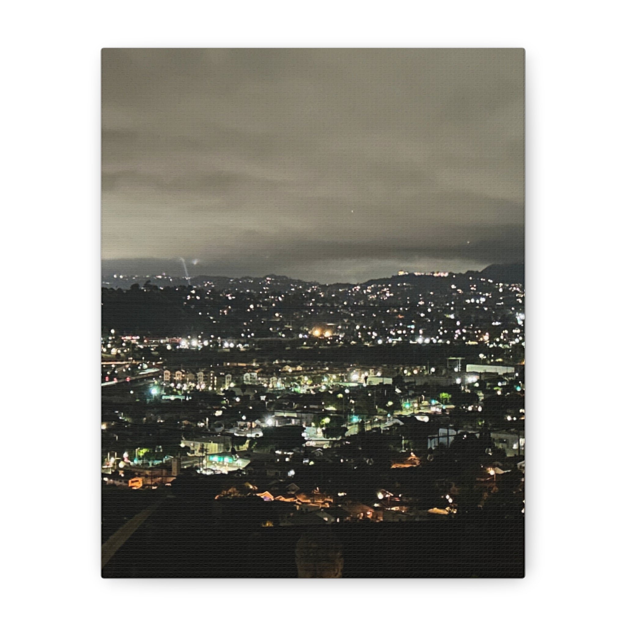 Los Angeles Night Cityscape Matte Canvas Print — Urban Lights Wall Art