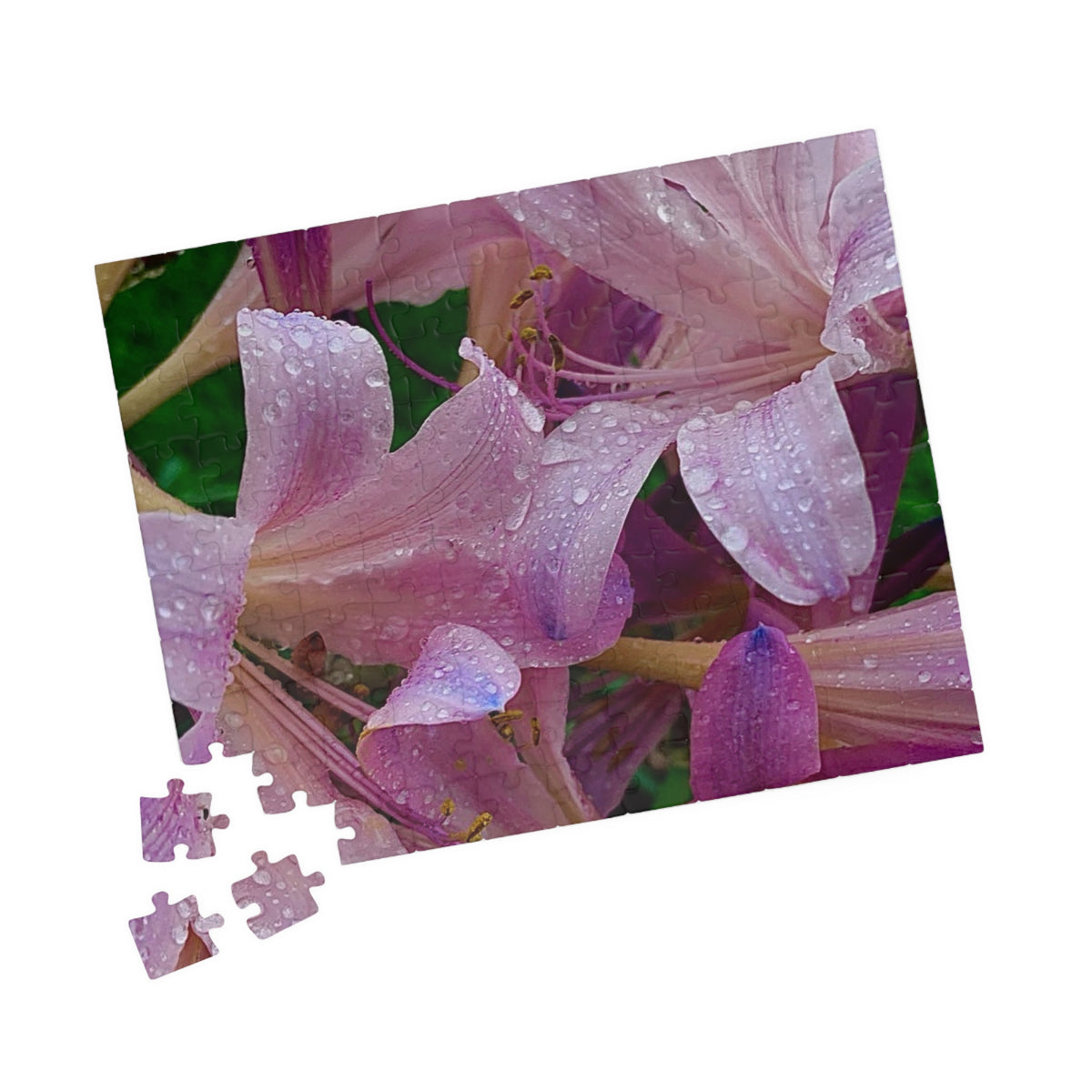 Rainy Pink Lilies Jigsaw Puzzle