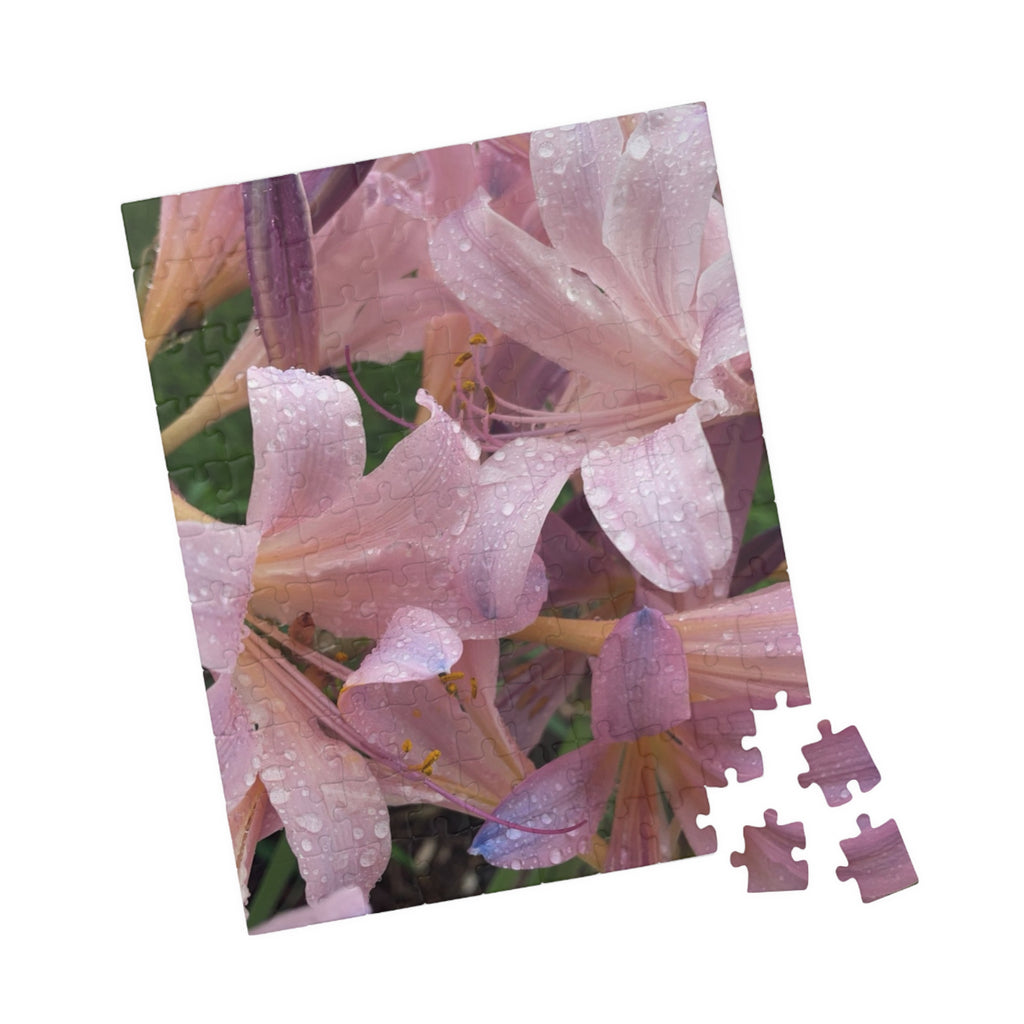 Pink Rain Lilies Jigsaw Puzzle — Floral 110/252/520/1014-Piece Puzzle for Relaxation & Gifts