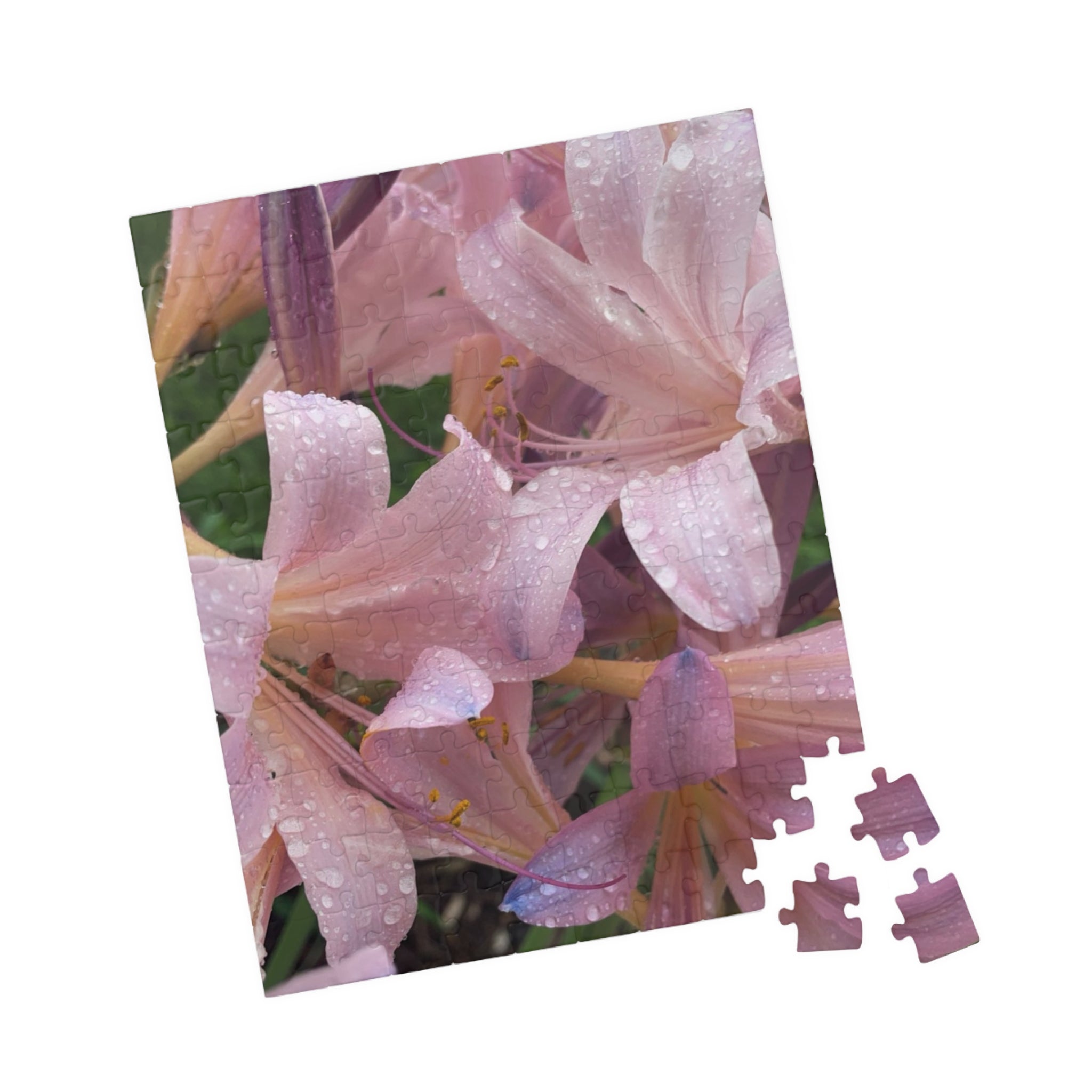 Pink Rain Lilies Jigsaw Puzzle — Floral 110/252/520/1014-Piece Puzzle for Relaxation & Gifts
