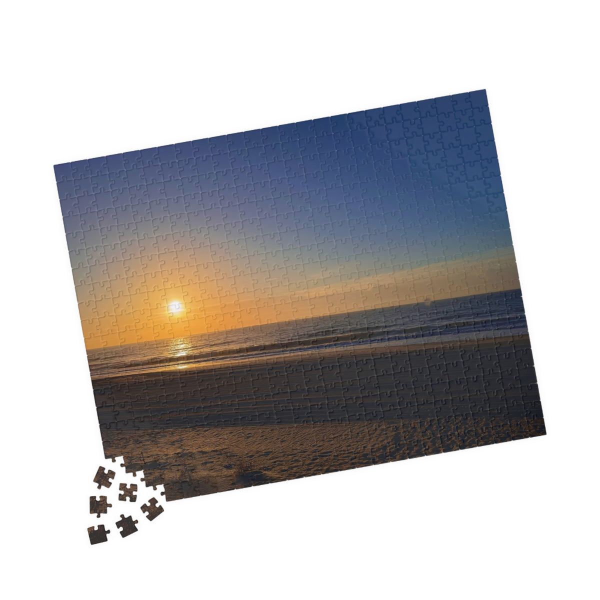 Orange Sunset Beach Jigsaw Puzzle