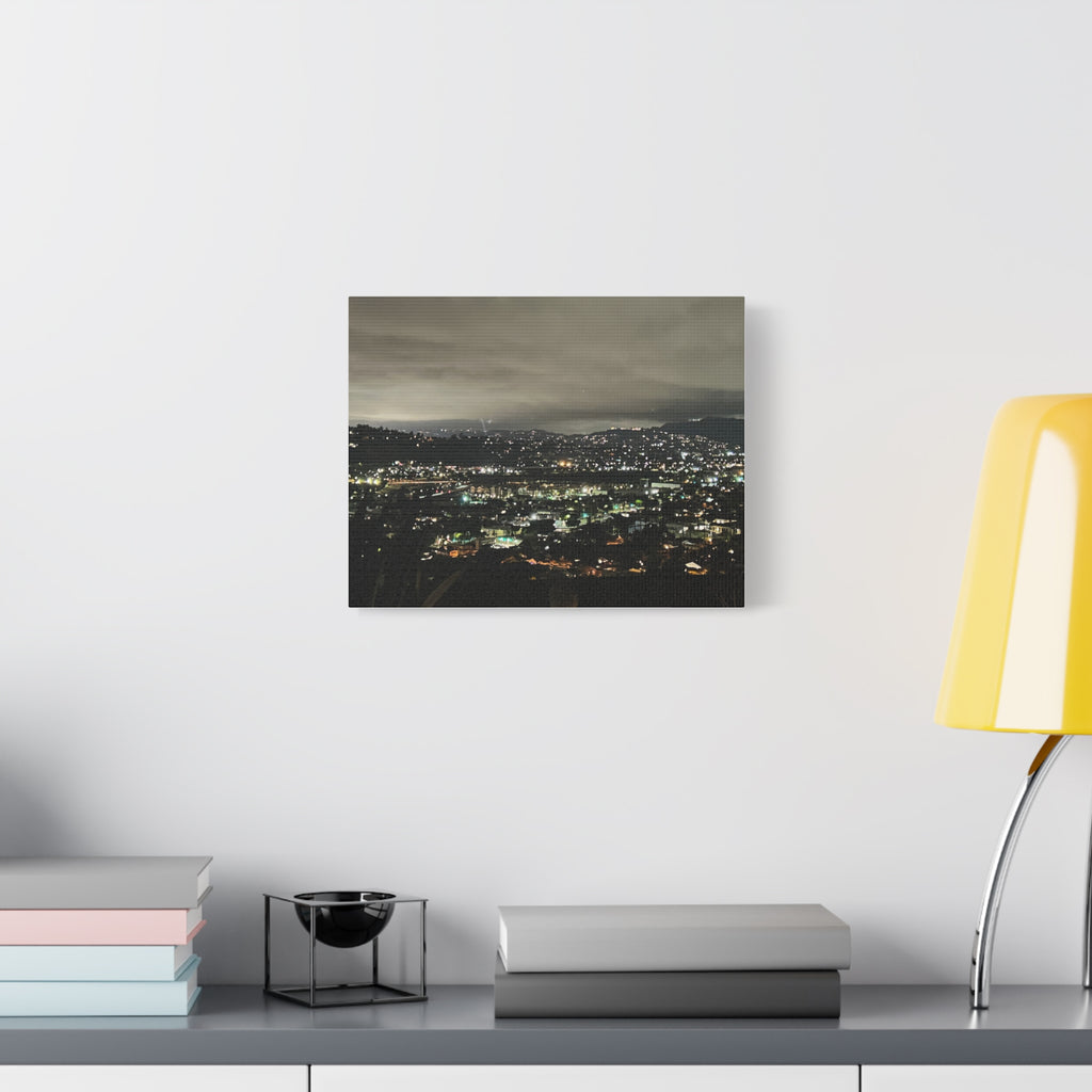 Los Angeles Night Cityscape Matte Canvas Print — Urban Lights Wall Art