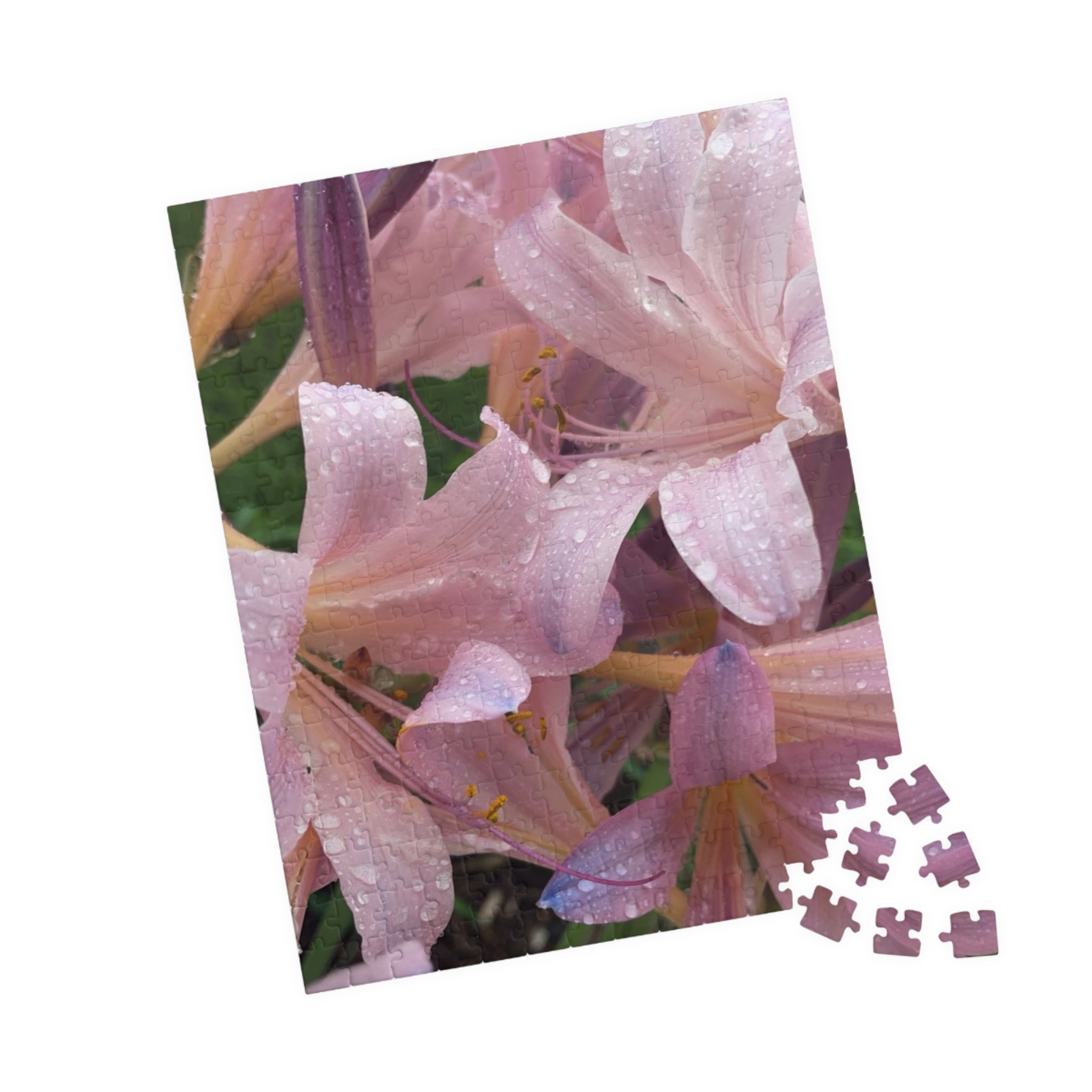 Pink Rain Lilies Jigsaw Puzzle — Floral 110/252/520/1014-Piece Puzzle for Relaxation & Gifts