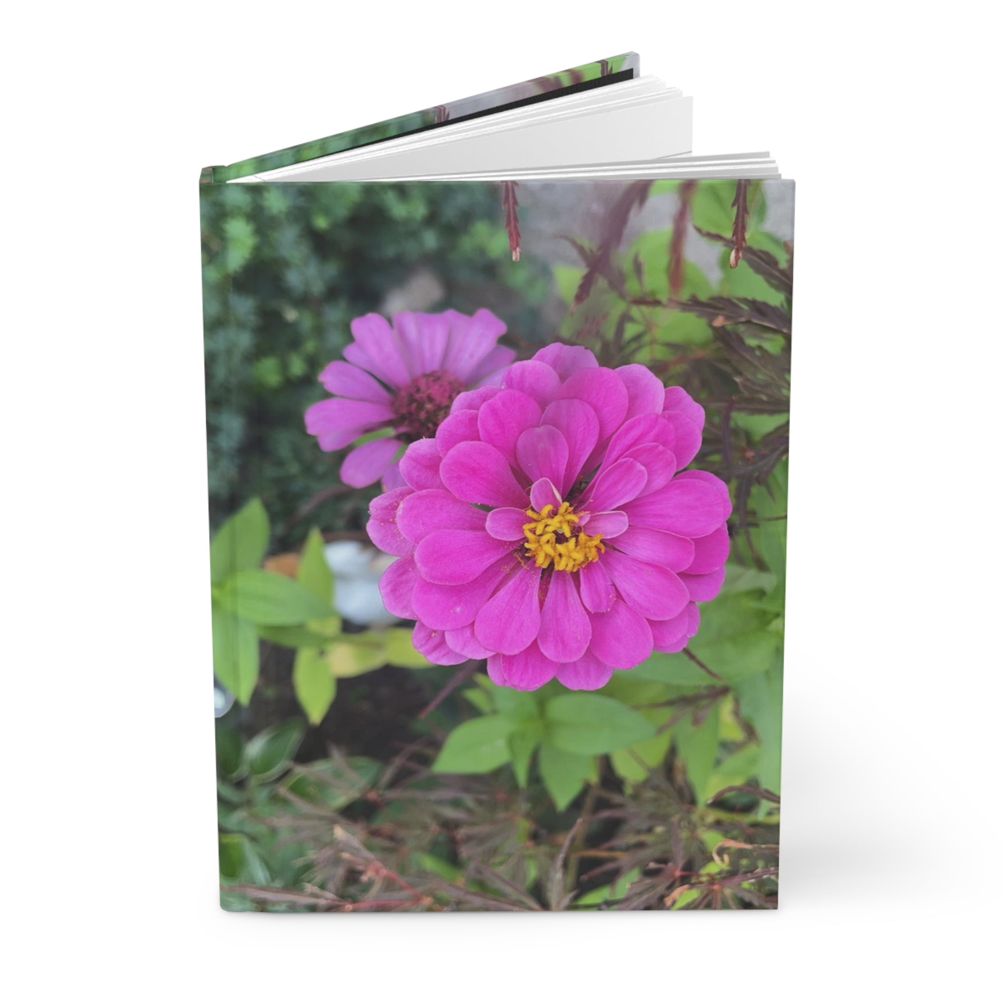 Floral Pink Zinnia Hardcover Journal — Garden-Inspired Notebook