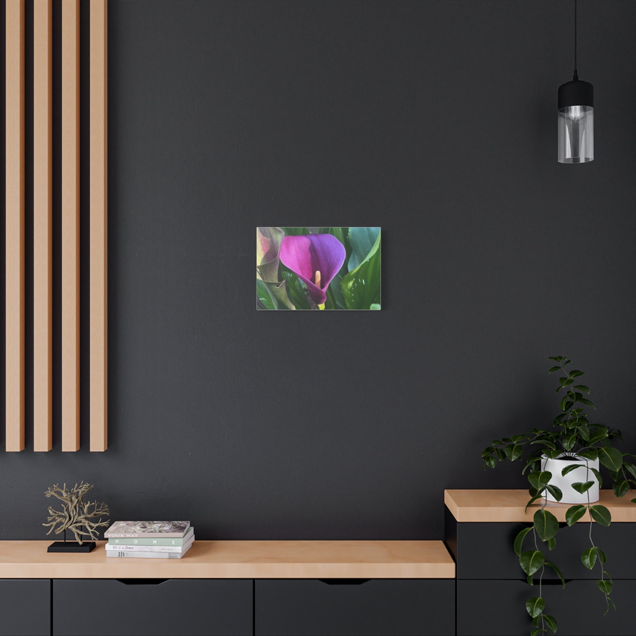 Purple Calla Lily Canvas Wall Art — Stretched Matte Floral Print