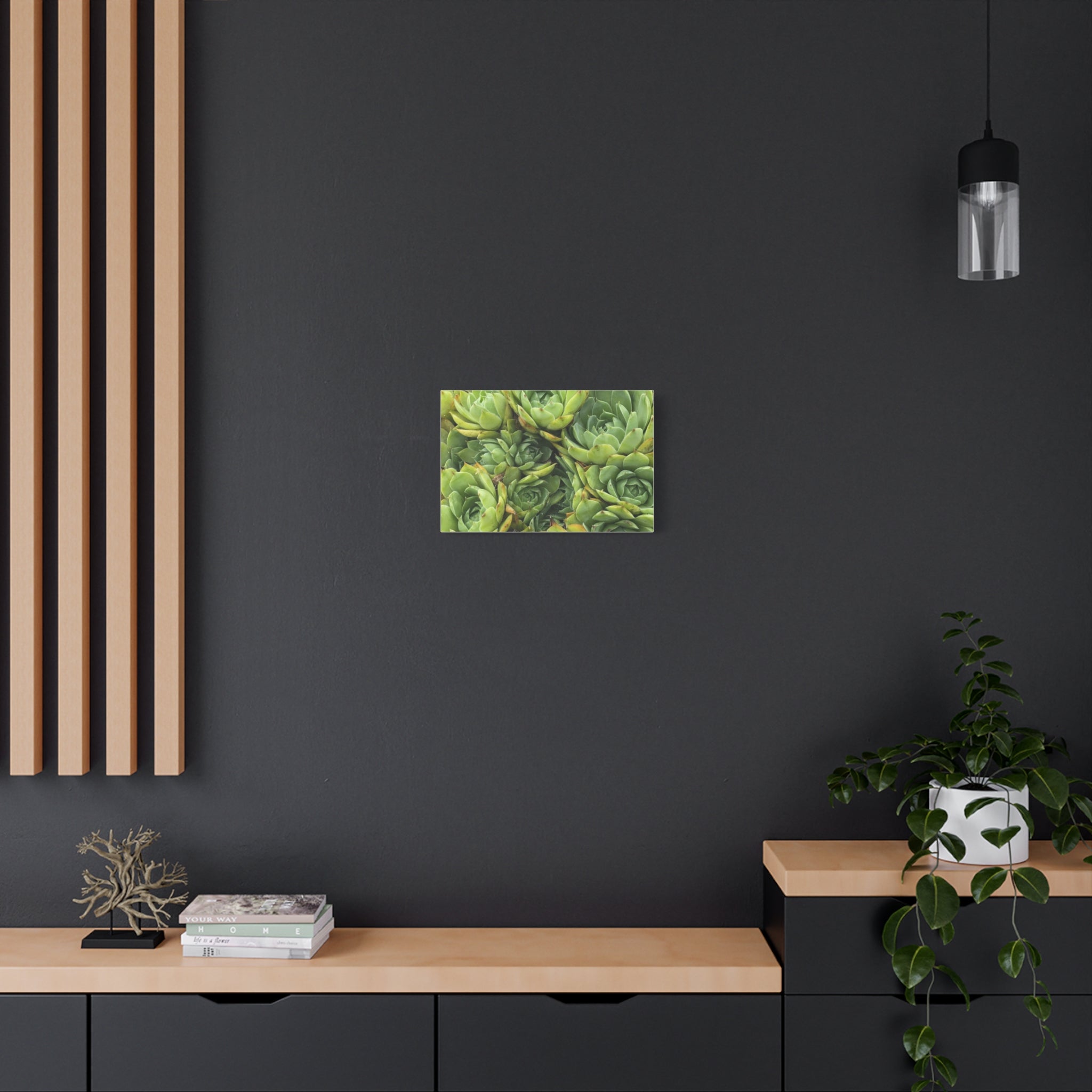 Succulent Wall Art Canvas – Green Succulent Garden Matte Stretched Print