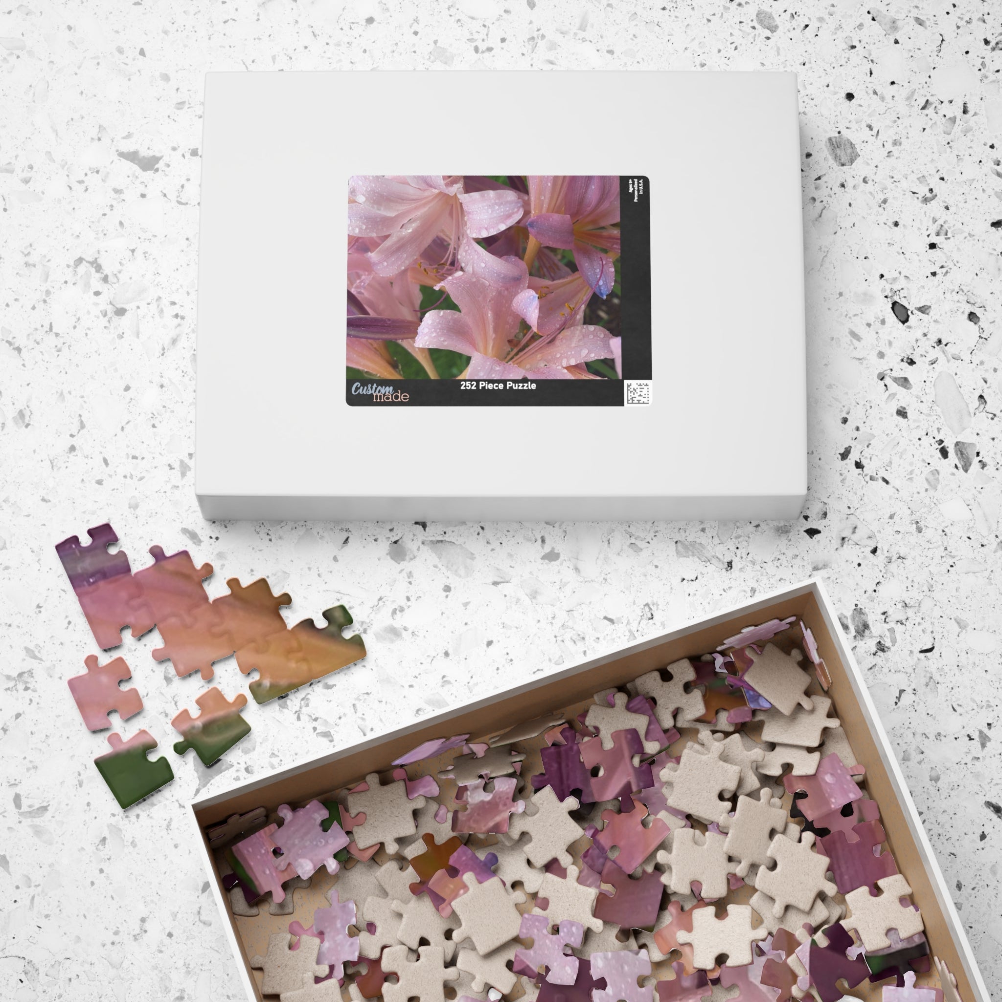 Pink Rain Lilies Jigsaw Puzzle — Floral 110/252/520/1014-Piece Puzzle for Relaxation & Gifts