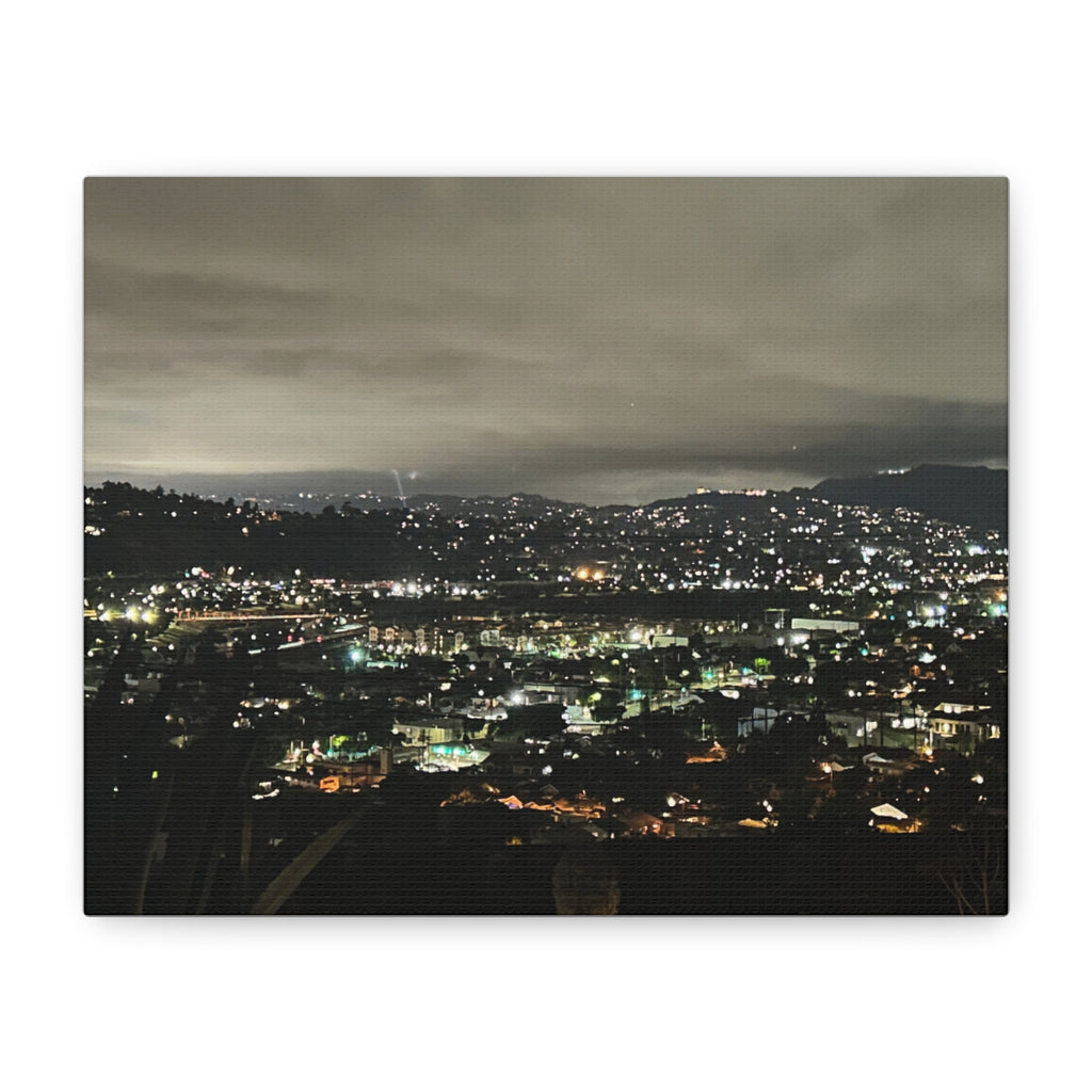 Los Angeles Night Cityscape Matte Canvas Print — Urban Lights Wall Art