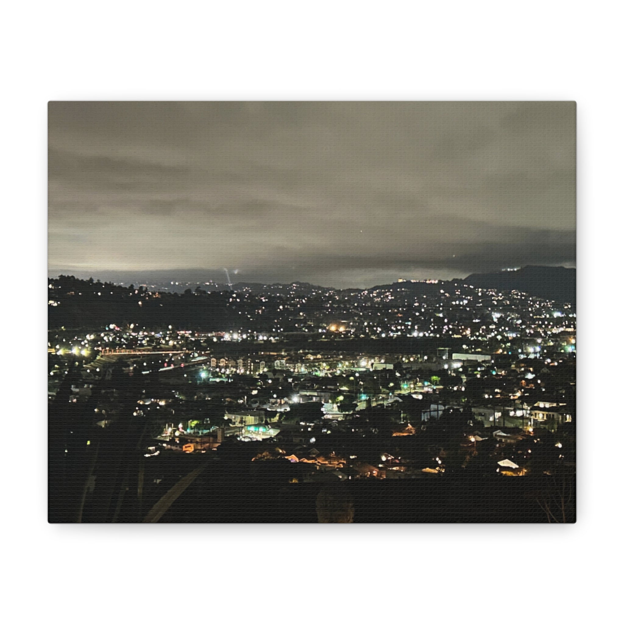 Los Angeles Night Cityscape Matte Canvas Print — Urban Lights Wall Art