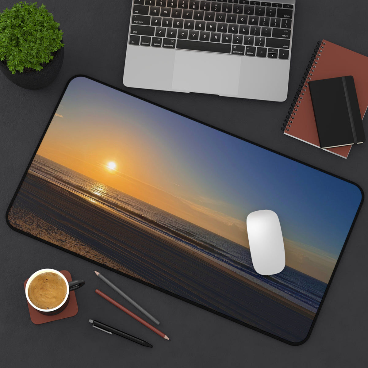 Orange Sunset Beach Desk Mat