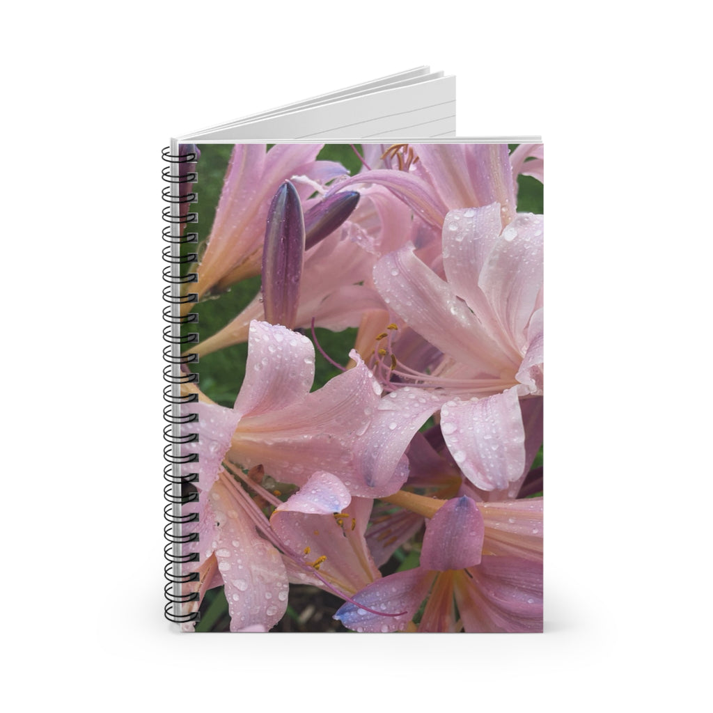Pink Rain-Kissed Amaryllis Spiral Notebook — Ruled Floral Journal for Notes & Gifts