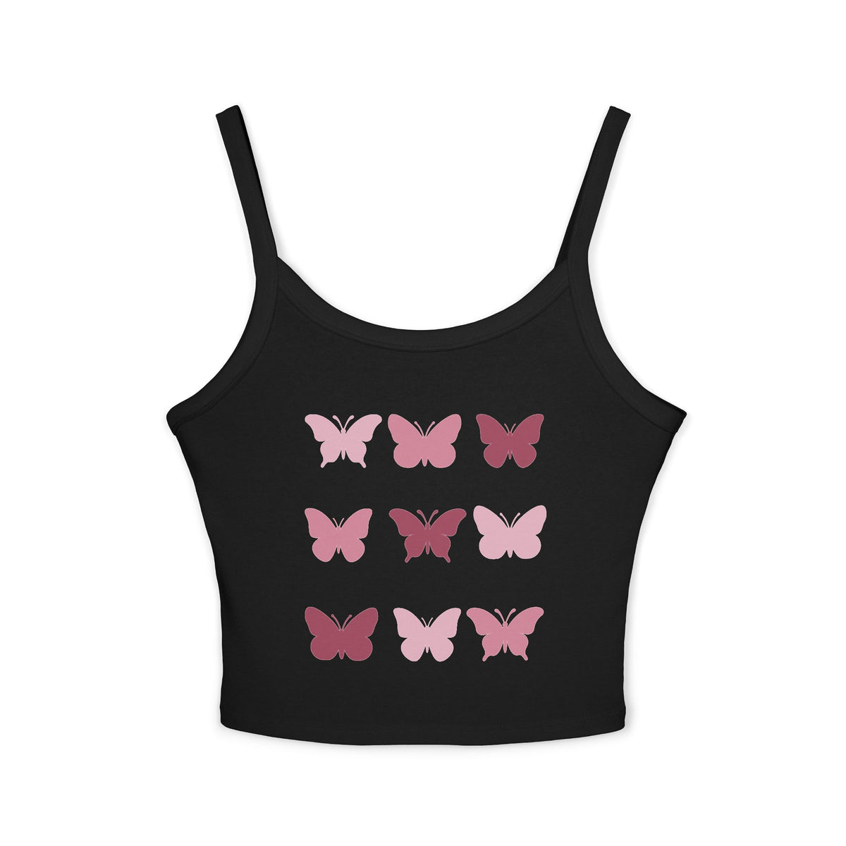 Butterfly Grid Spaghetti Tank Top- solid