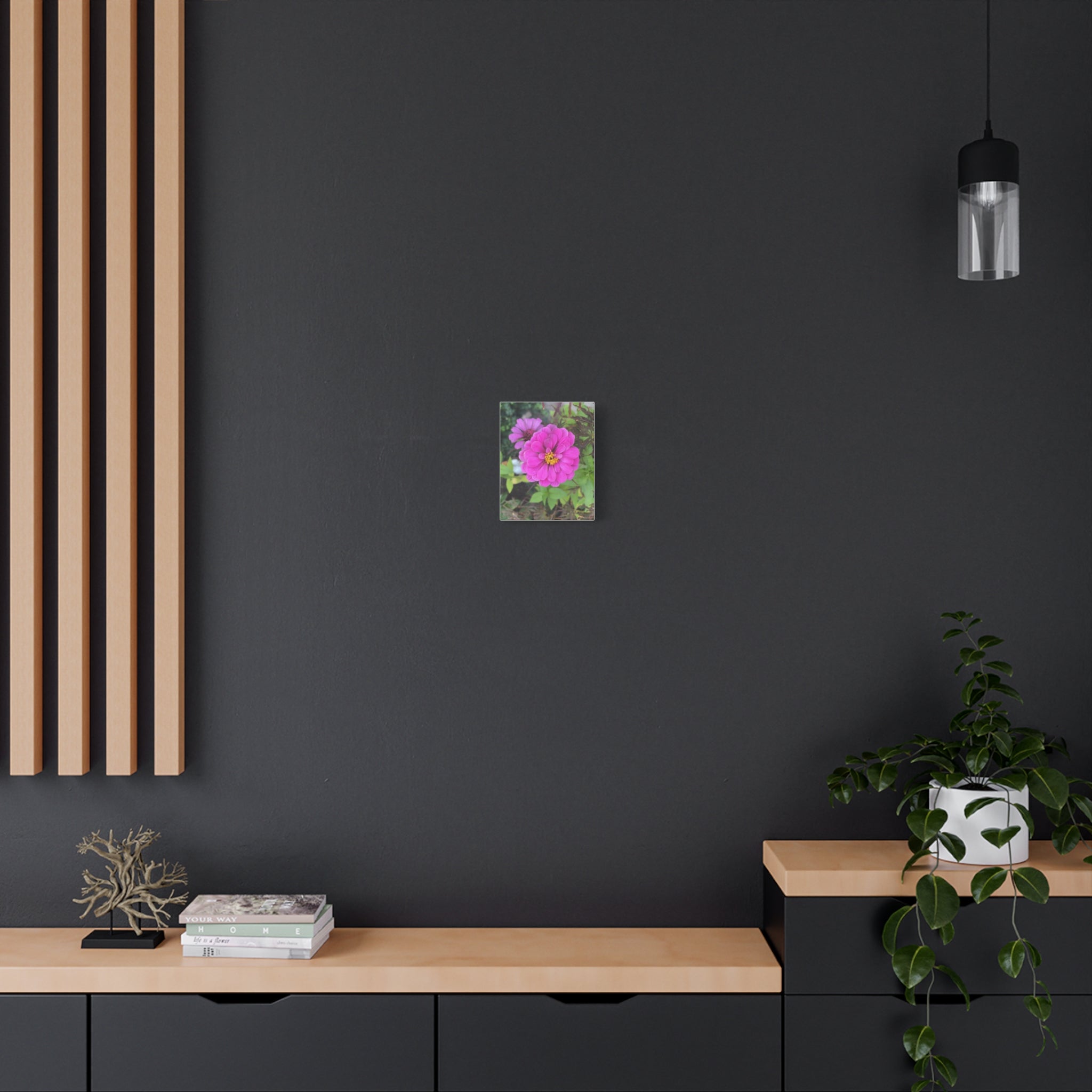 Pink Zinnia Floral Canvas Print — Matte Stretched Wall Art
