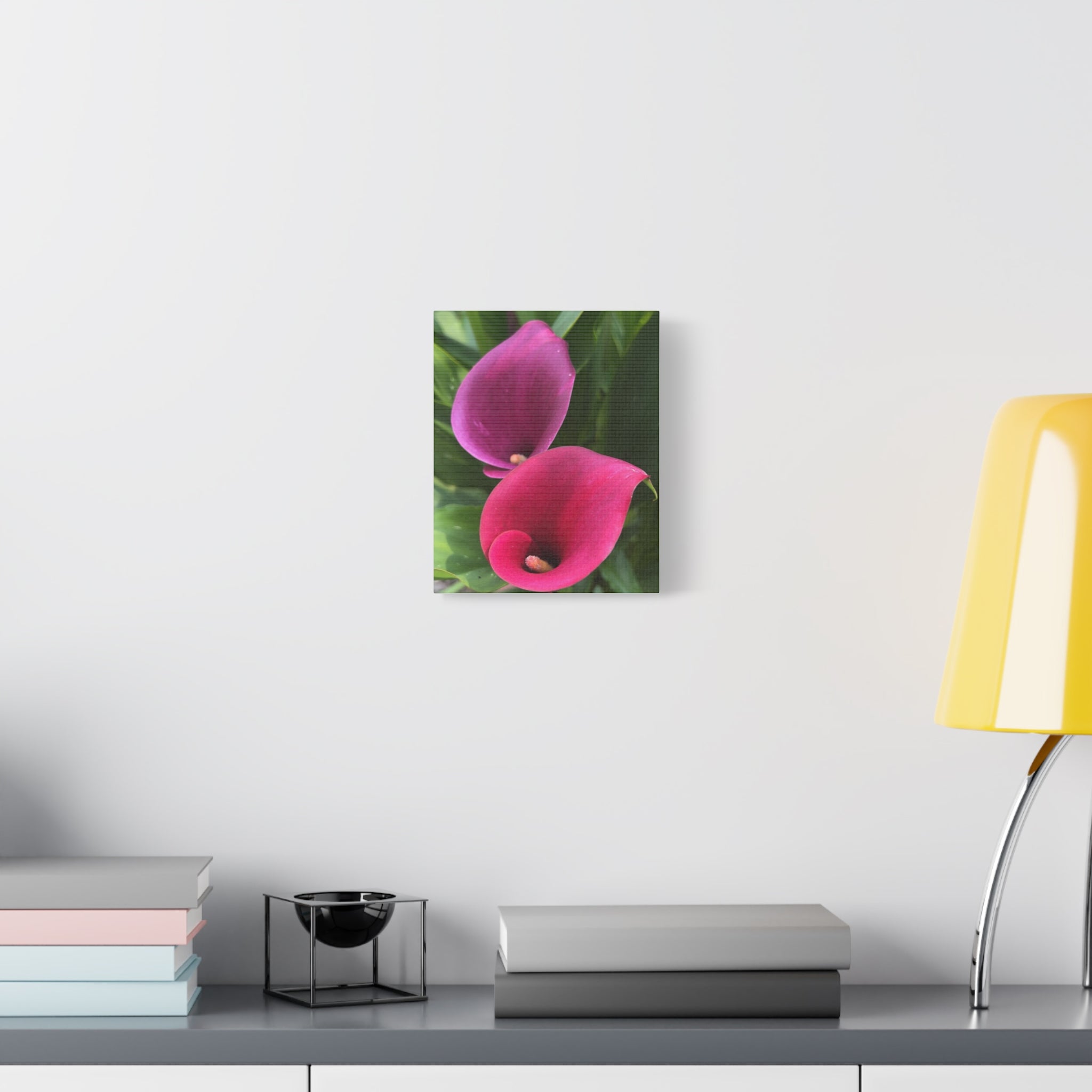 Two Pink Calla Lily Canvas Print — Matte Stretched Floral Wall Art